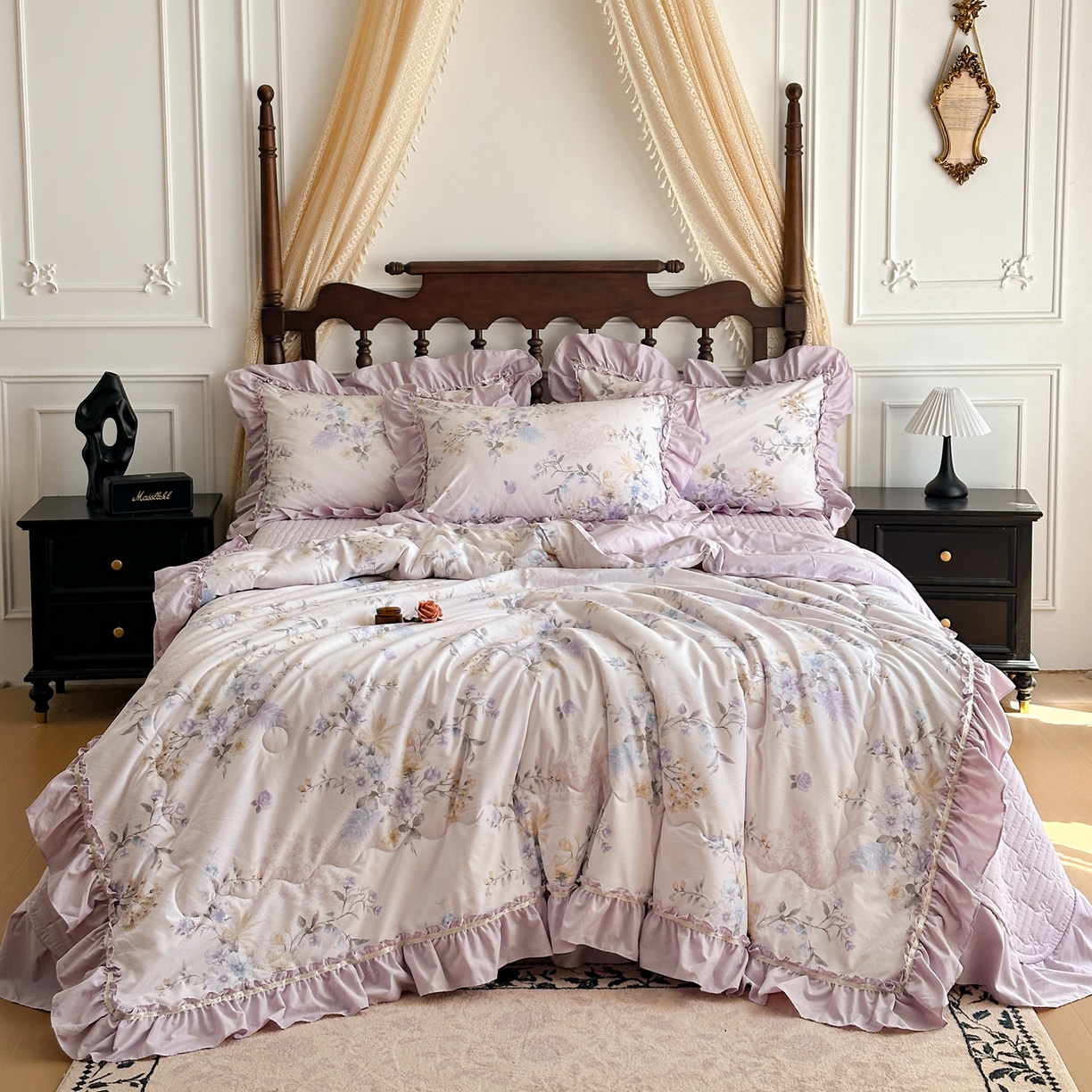 91家纺网 家纺一手货源 找家纺 星光耀 2026新款A类凉感天丝棉夏被床盖四件套 华尔兹