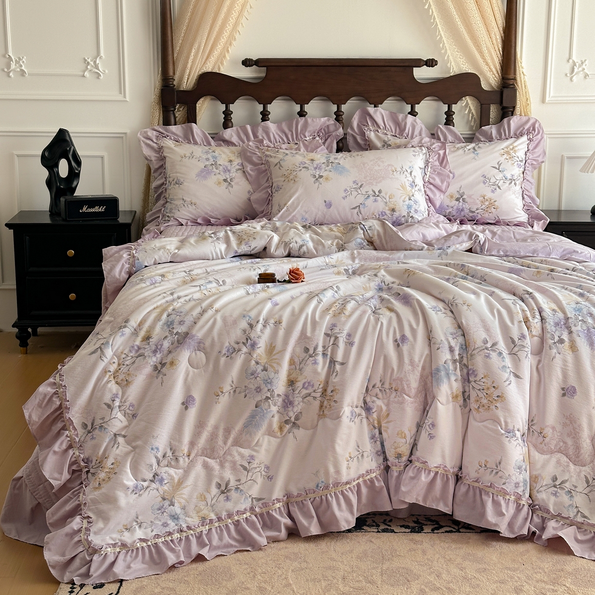 91家纺网 家纺一手货源 找家纺 星光耀 2026新款A类凉感天丝棉夏被床盖四件套 华尔兹