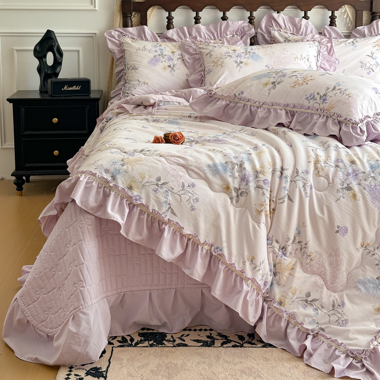 91家纺网 家纺一手货源 找家纺 星光耀 2026新款A类凉感天丝棉夏被床盖四件套 华尔兹