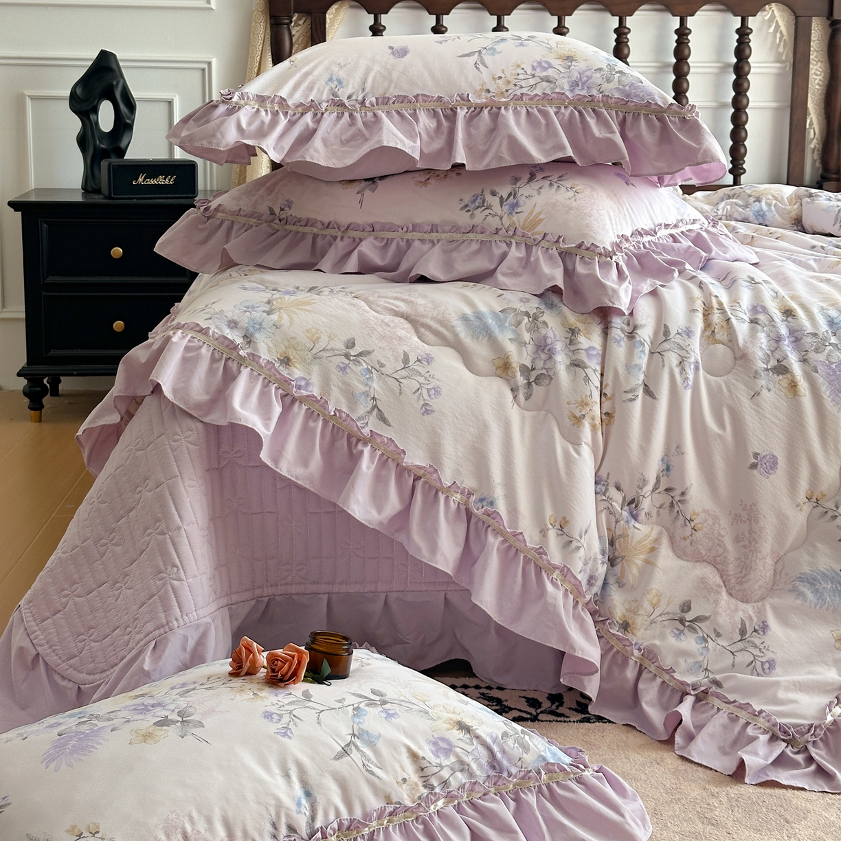 91家纺网 家纺一手货源 找家纺 星光耀 2026新款A类凉感天丝棉夏被床盖四件套 华尔兹