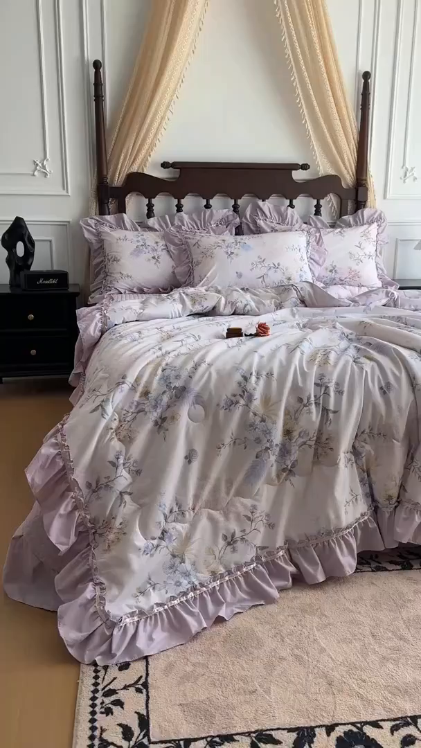 91家纺网 家纺一手货源 找家纺 星光耀 2026新款A类凉感天丝棉夏被床盖四件套 华尔兹