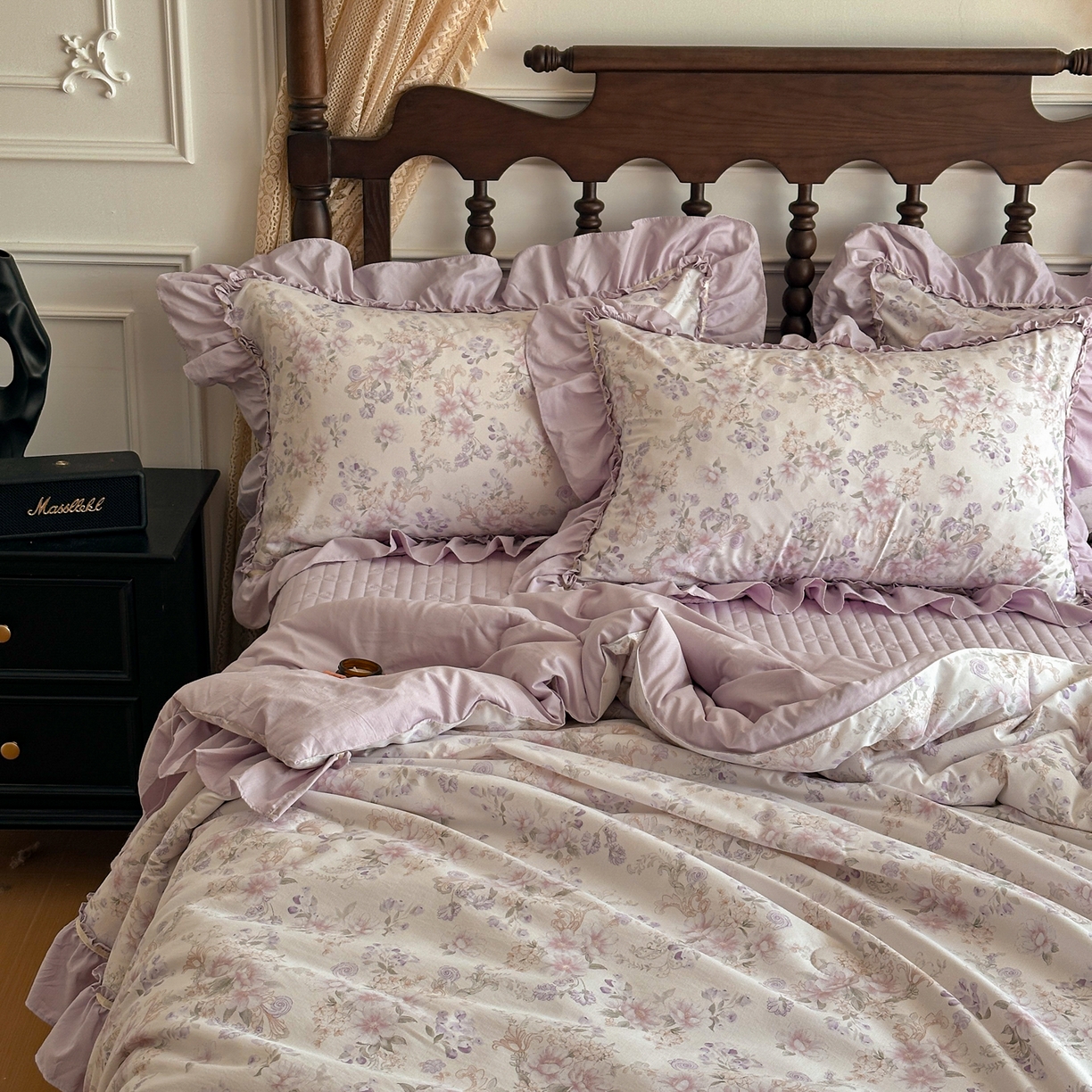 91家纺网 家纺一手货源 找家纺 星光耀 2026新款A类凉感天丝棉夏被床盖四件套 佳期紫