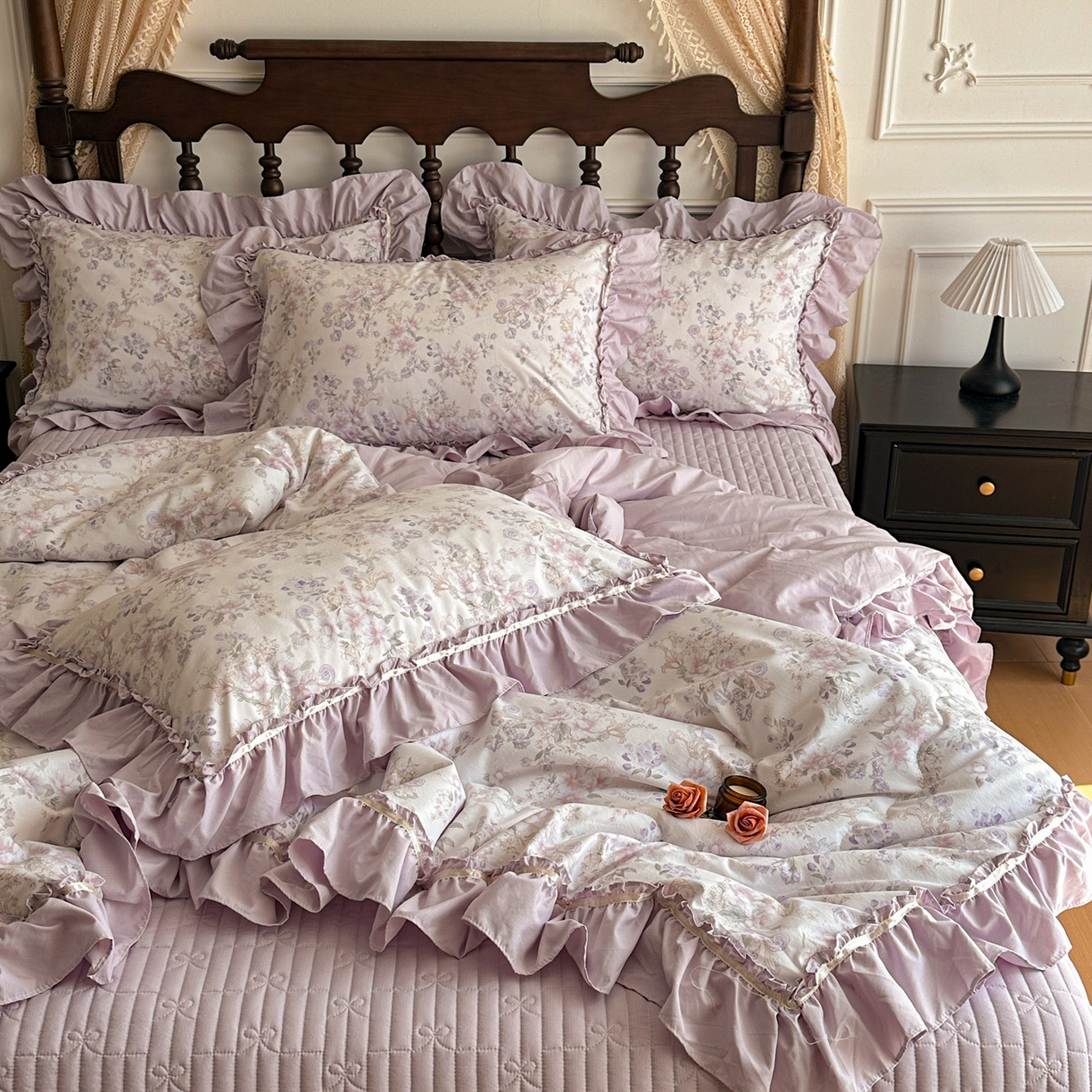 91家纺网 家纺一手货源 找家纺 星光耀 2026新款A类凉感天丝棉夏被床盖四件套 佳期紫