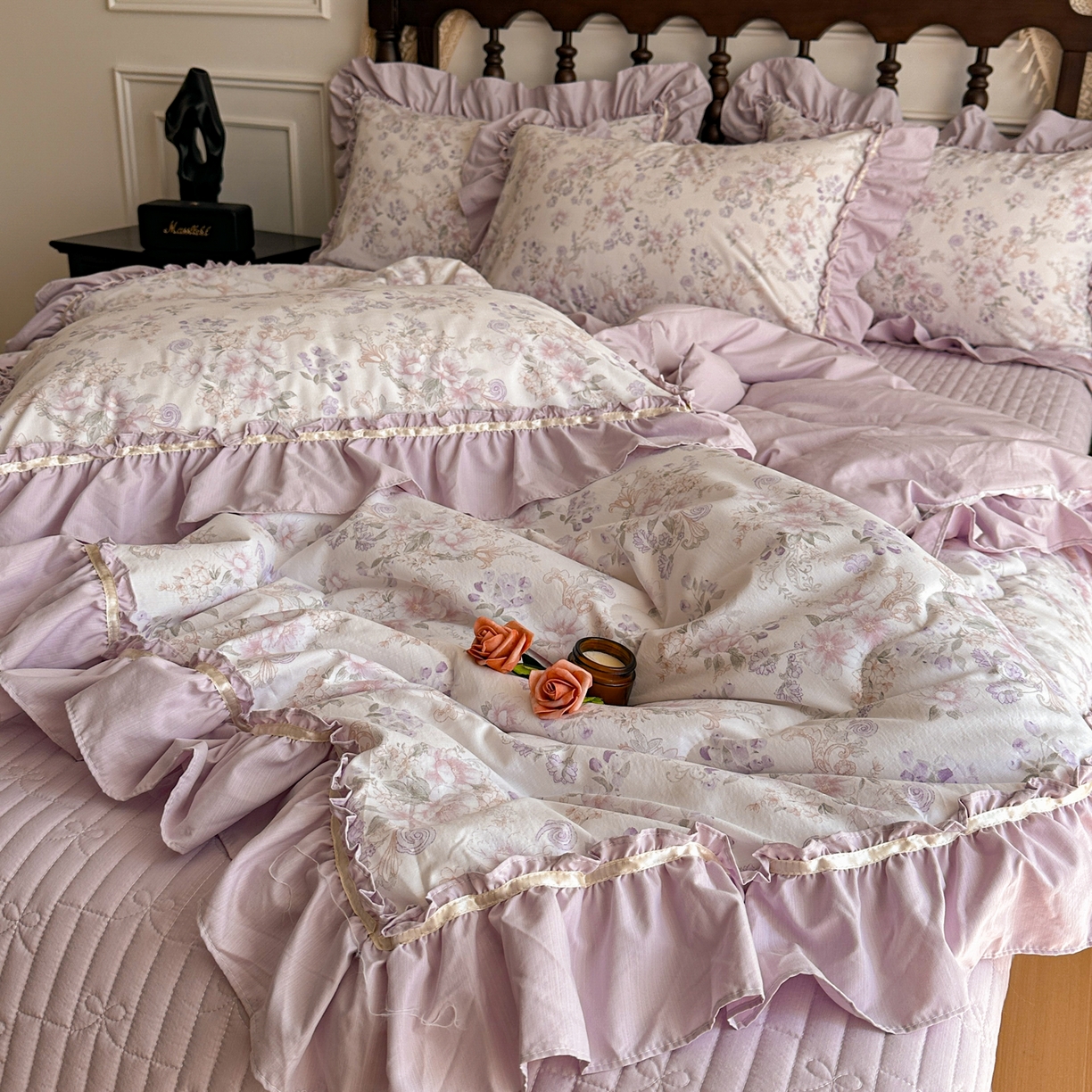 91家纺网 家纺一手货源 找家纺 星光耀 2026新款A类凉感天丝棉夏被床盖四件套 佳期紫