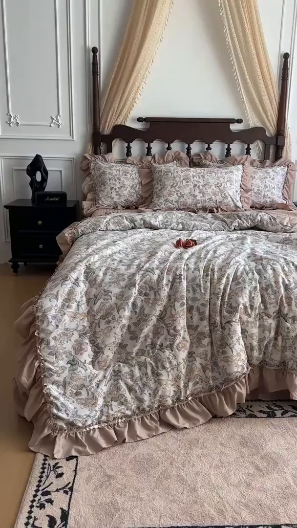 91家纺网 家纺一手货源 找家纺 星光耀 2026新款A类凉感天丝棉夏被床盖四件套 凯西亚