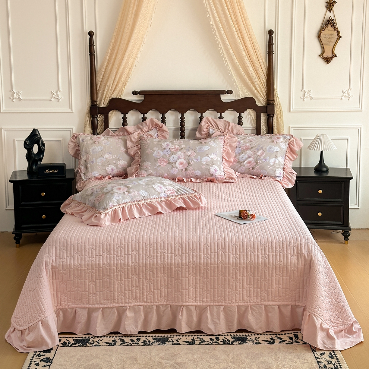 91家纺网 家纺一手货源 找家纺 星光耀 2026新款A类凉感天丝棉夏被床盖四件套 莫奈花园