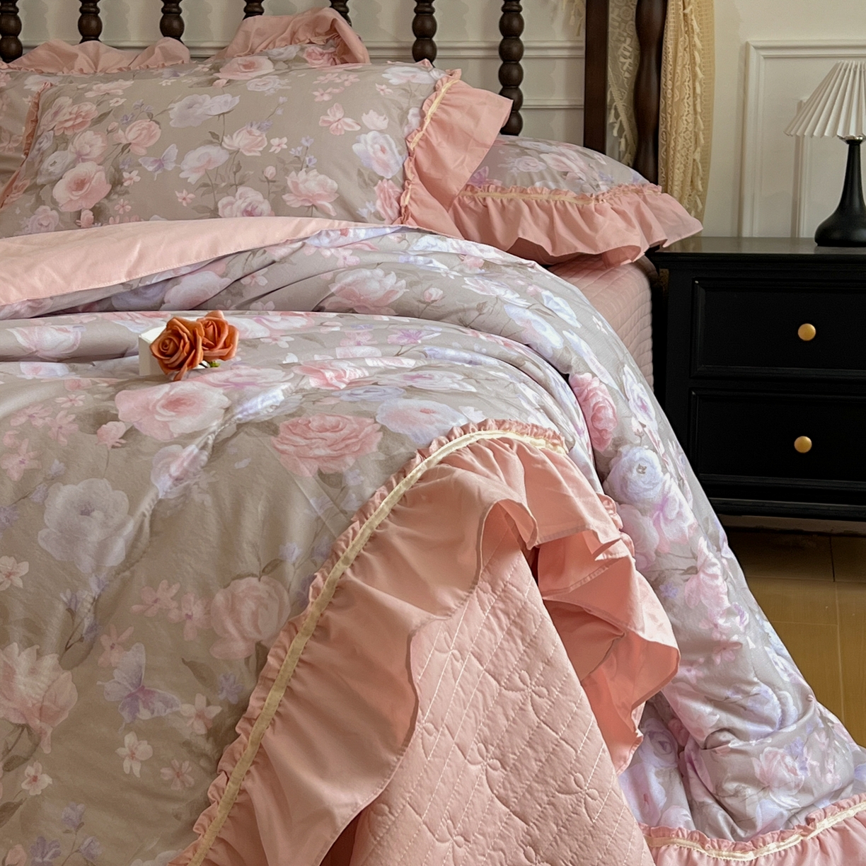 91家纺网 家纺一手货源 找家纺 星光耀 2026新款A类凉感天丝棉夏被床盖四件套 莫奈花园