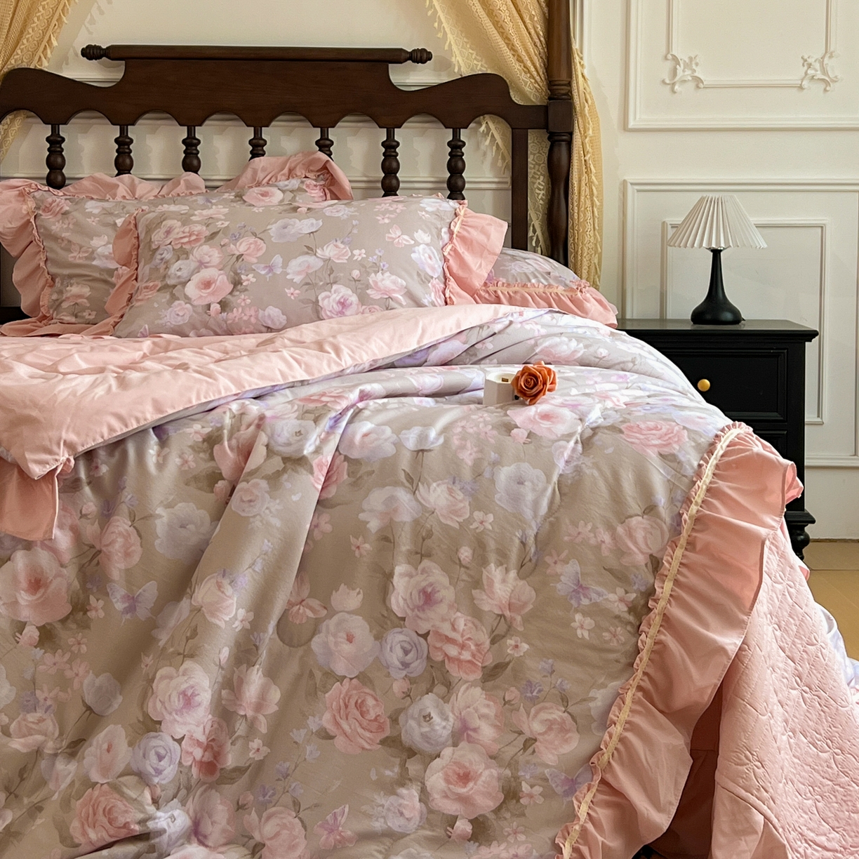 91家纺网 家纺一手货源 找家纺 星光耀 2026新款A类凉感天丝棉夏被床盖四件套 莫奈花园