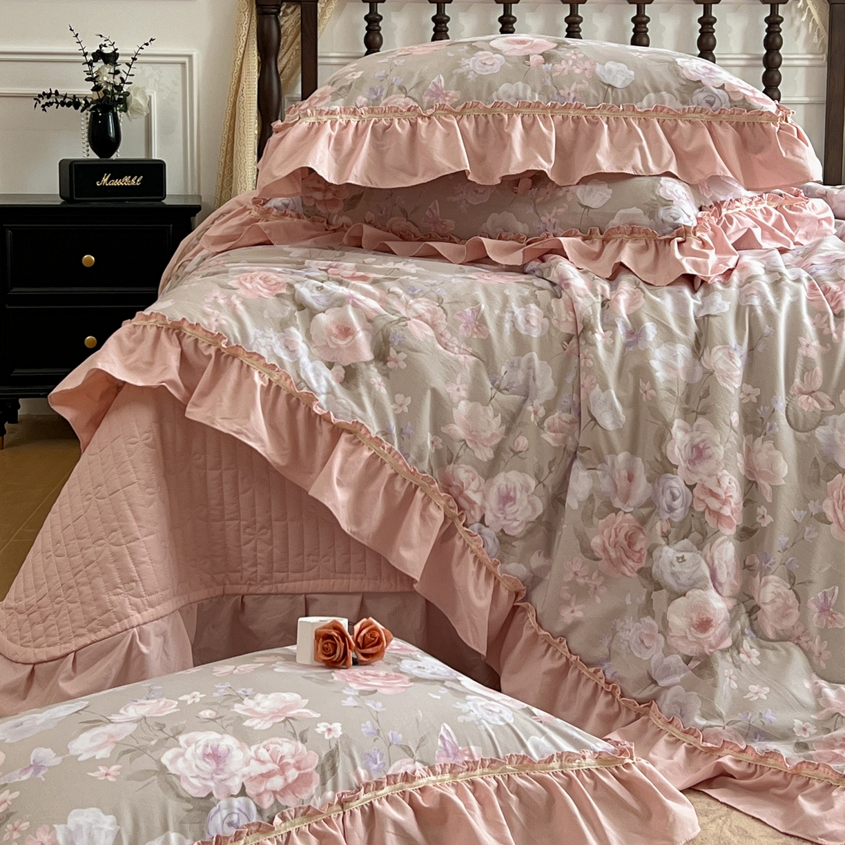 91家纺网 家纺一手货源 找家纺 星光耀 2026新款A类凉感天丝棉夏被床盖四件套 莫奈花园