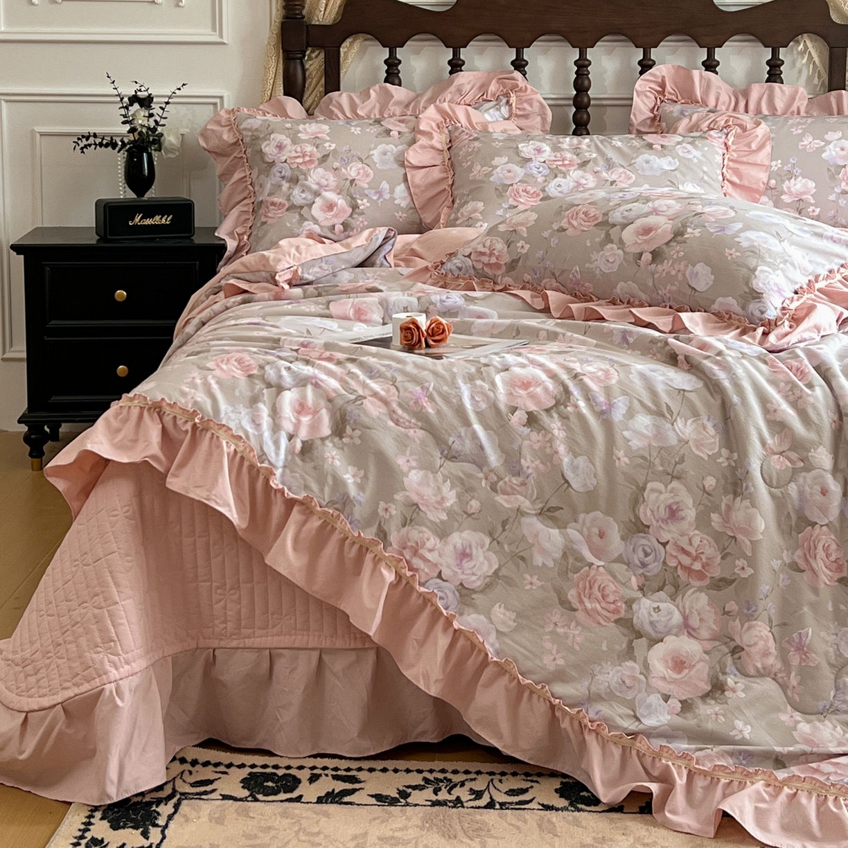 91家纺网 家纺一手货源 找家纺 星光耀 2026新款A类凉感天丝棉夏被床盖四件套 莫奈花园