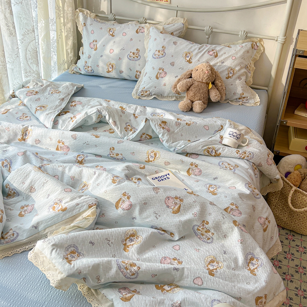 91家纺网 家纺一手货源 找家纺 （总）欣宜家纺 2026新款A类全棉花边泡芙棉夏被夏凉被