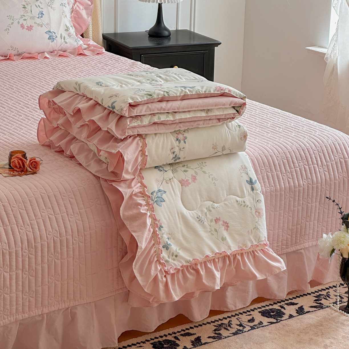 91家纺网 家纺一手货源 找家纺 星光耀 2026新款A类凉感天丝棉夏被床盖四件套 未央