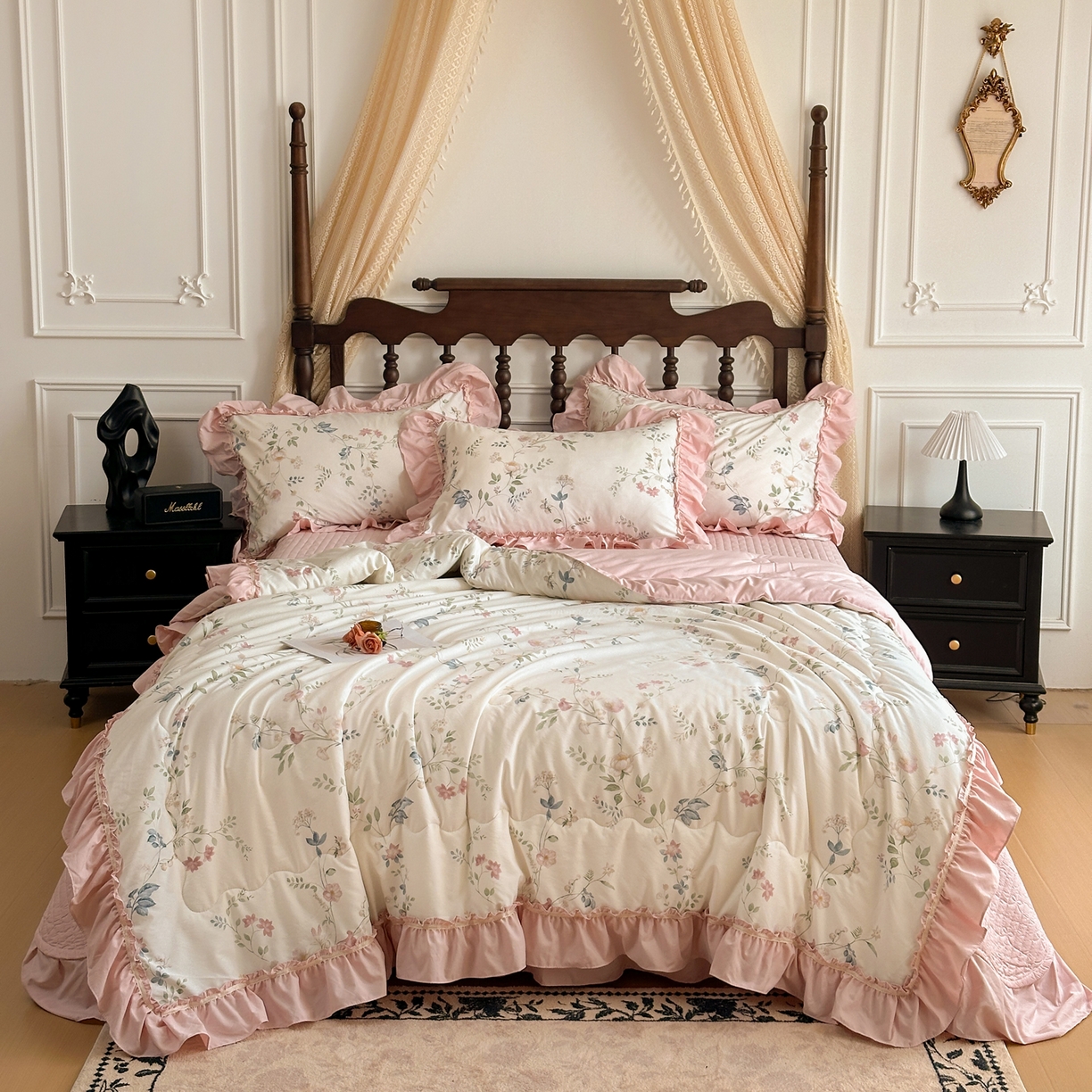 91家纺网 家纺一手货源 找家纺 星光耀 2026新款A类凉感天丝棉夏被床盖四件套 未央