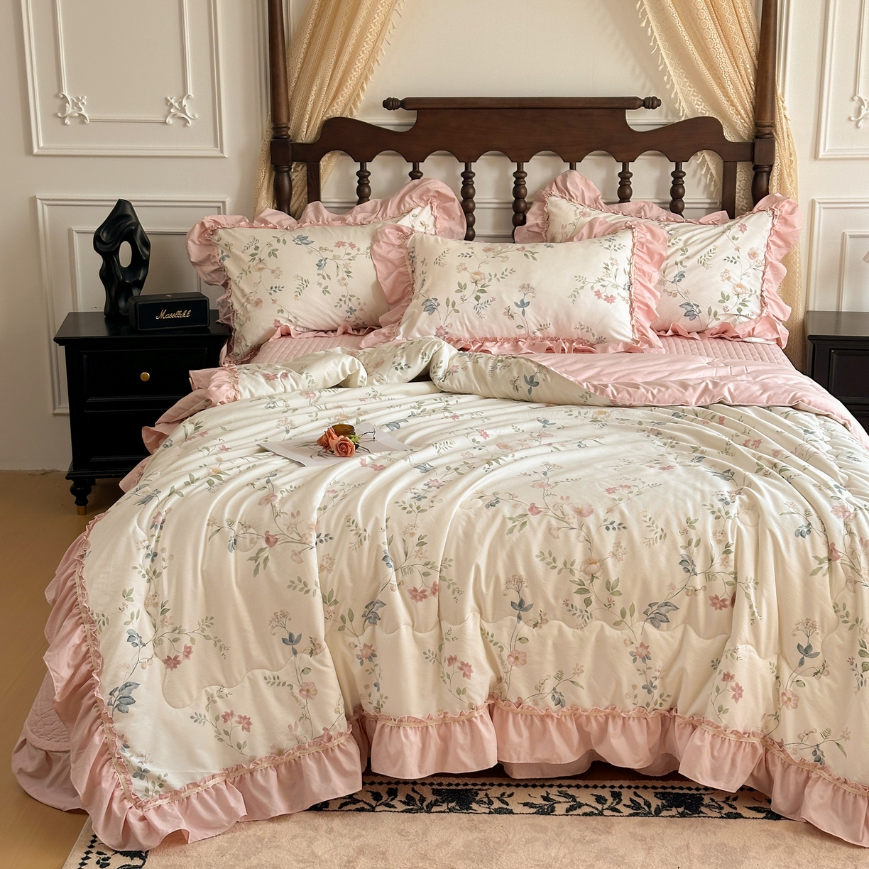 91家纺网 家纺一手货源 找家纺 星光耀 2026新款A类凉感天丝棉夏被床盖四件套 未央