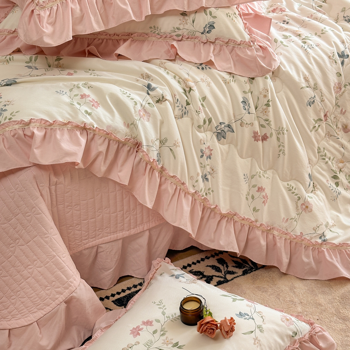 91家纺网 家纺一手货源 找家纺 星光耀 2026新款A类凉感天丝棉夏被床盖四件套 未央