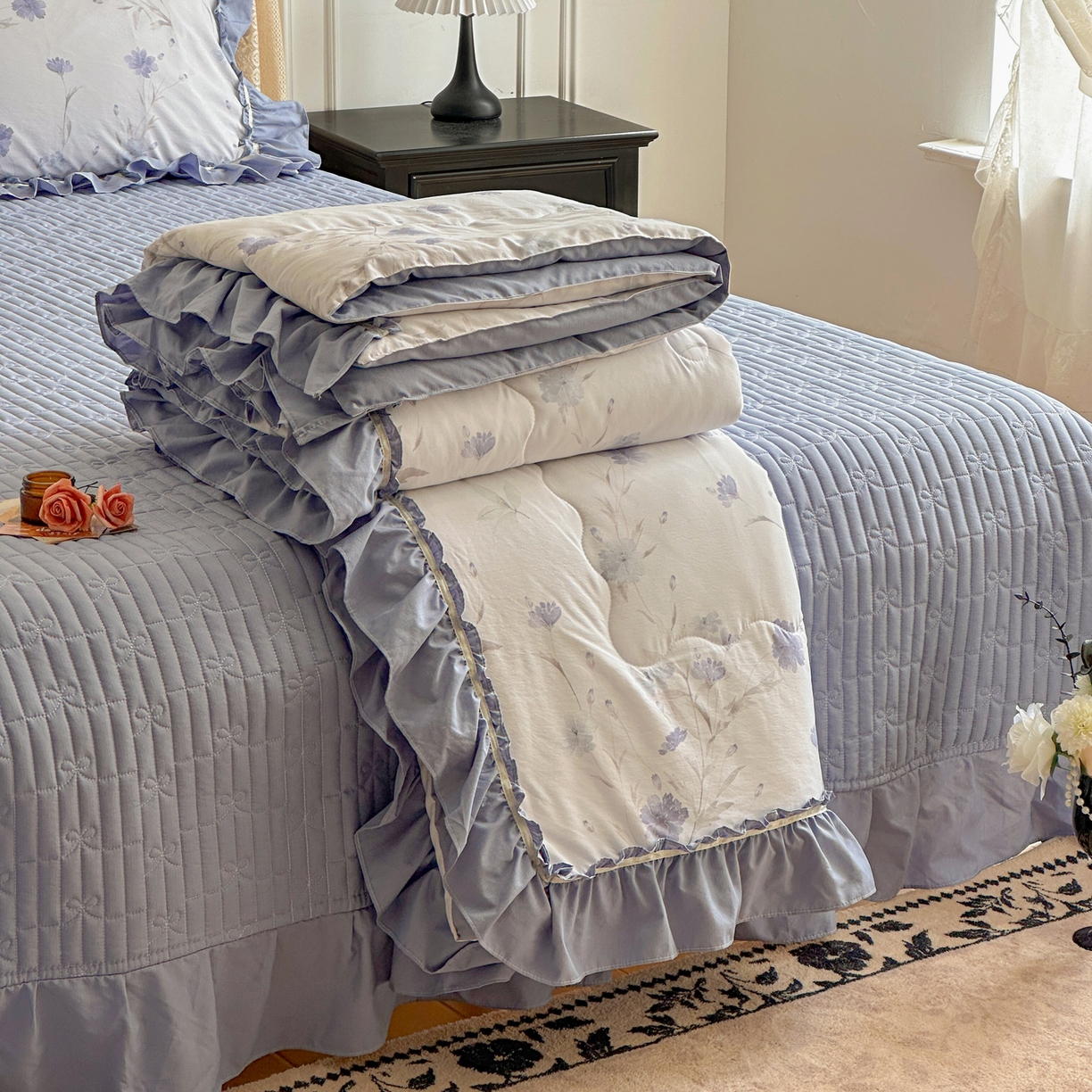 91家纺网 家纺一手货源 找家纺 星光耀 2026新款A类凉感天丝棉夏被床盖四件套 温岚