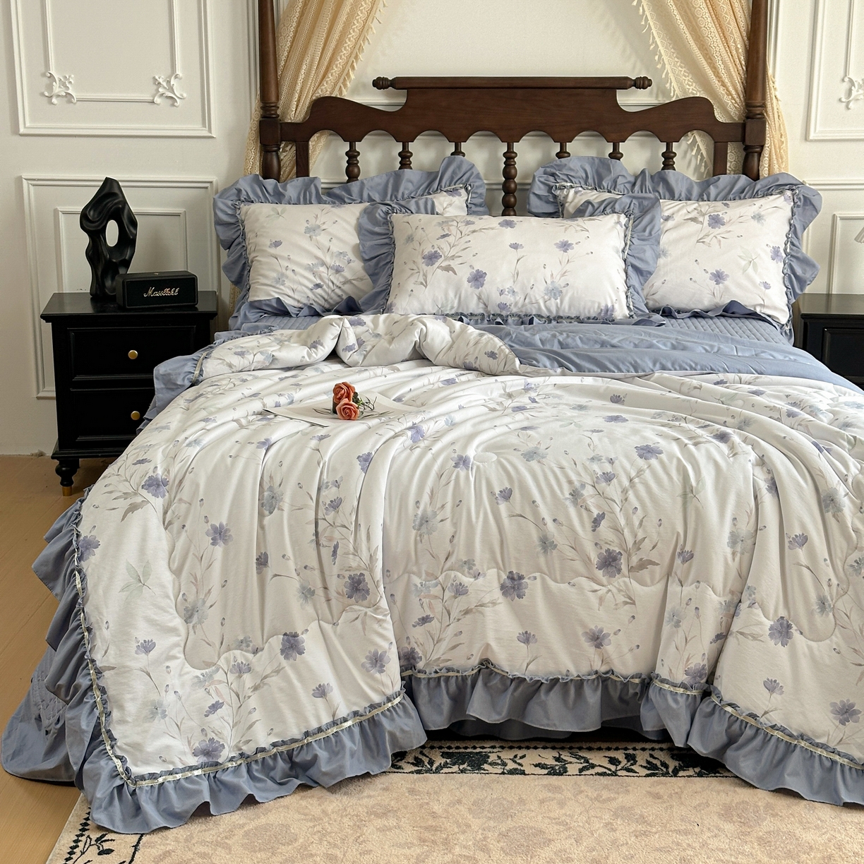 91家纺网 家纺一手货源 找家纺 星光耀 2026新款A类凉感天丝棉夏被床盖四件套 温岚