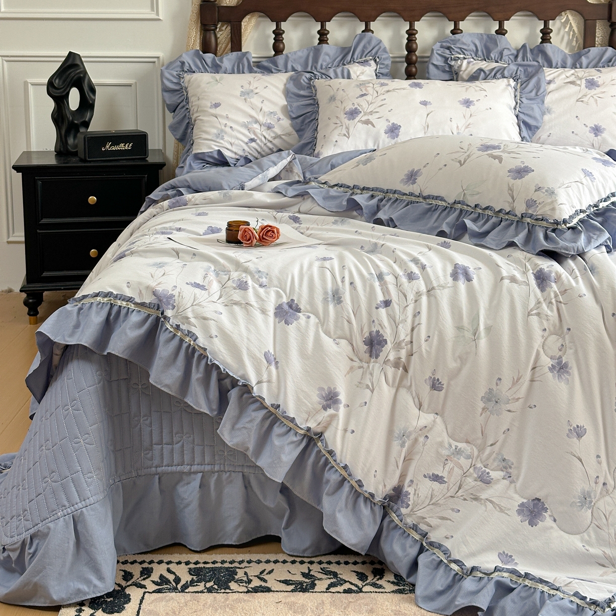 91家纺网 家纺一手货源 找家纺 星光耀 2026新款A类凉感天丝棉夏被床盖四件套 温岚