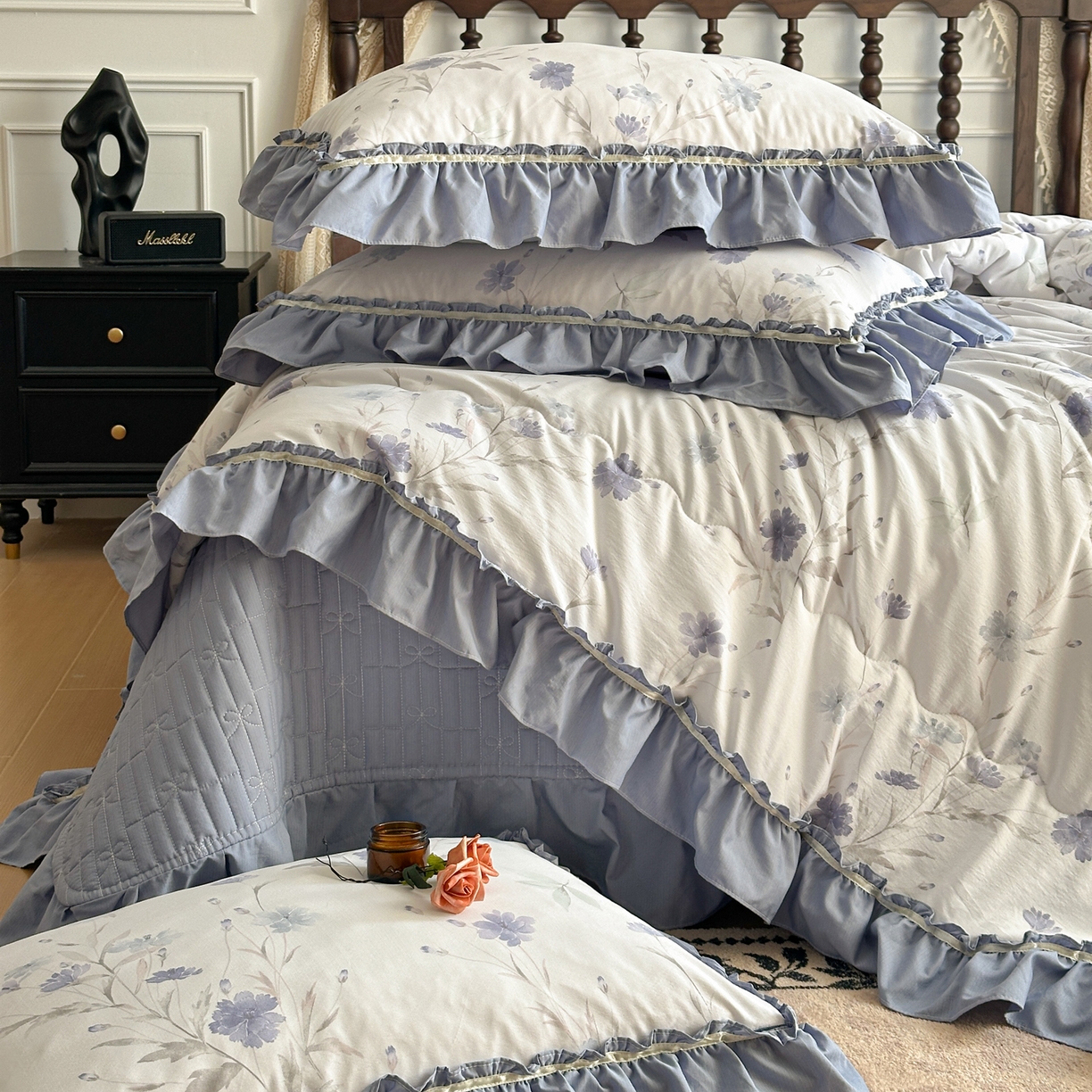 91家纺网 家纺一手货源 找家纺 星光耀 2026新款A类凉感天丝棉夏被床盖四件套 温岚