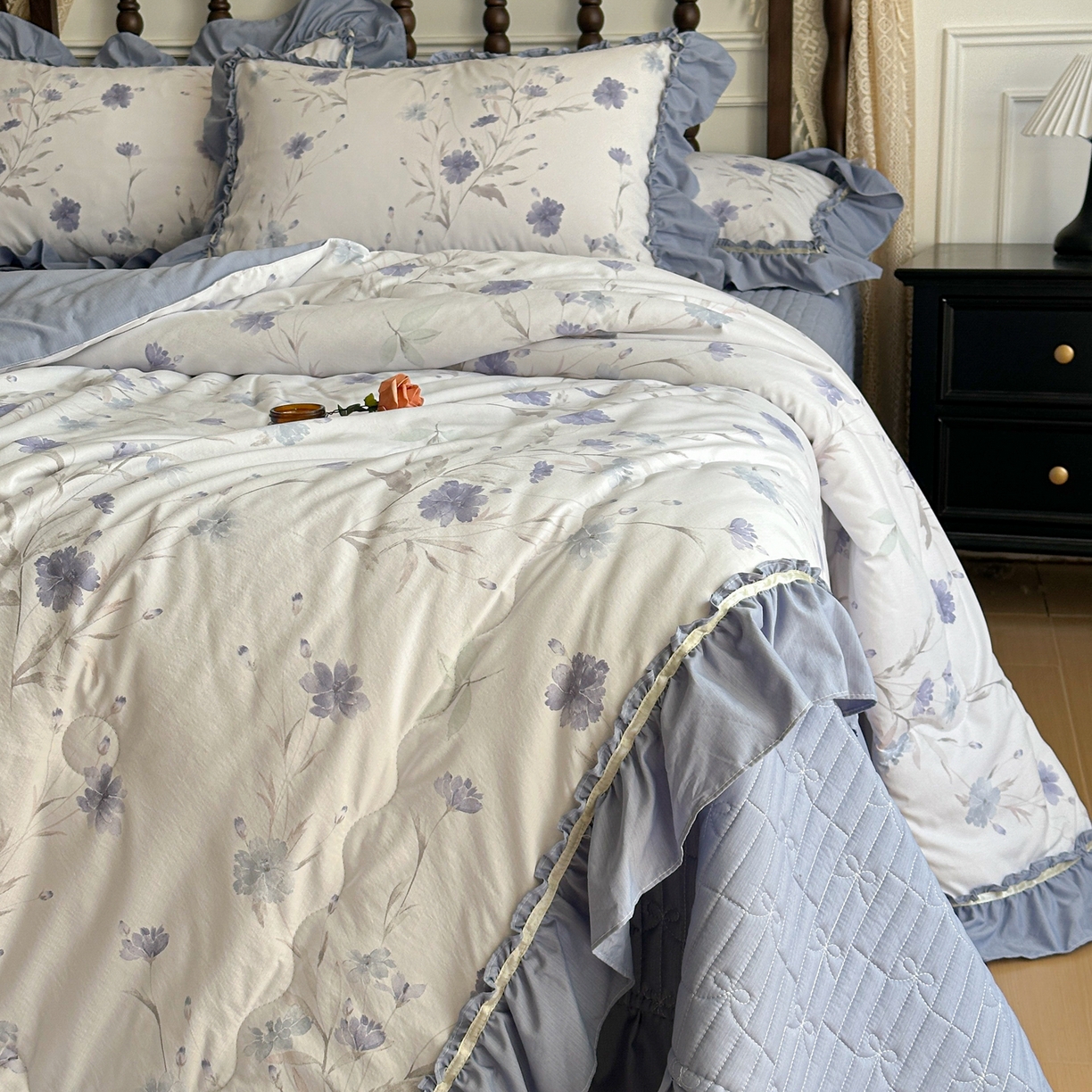 91家纺网 家纺一手货源 找家纺 星光耀 2026新款A类凉感天丝棉夏被床盖四件套 温岚