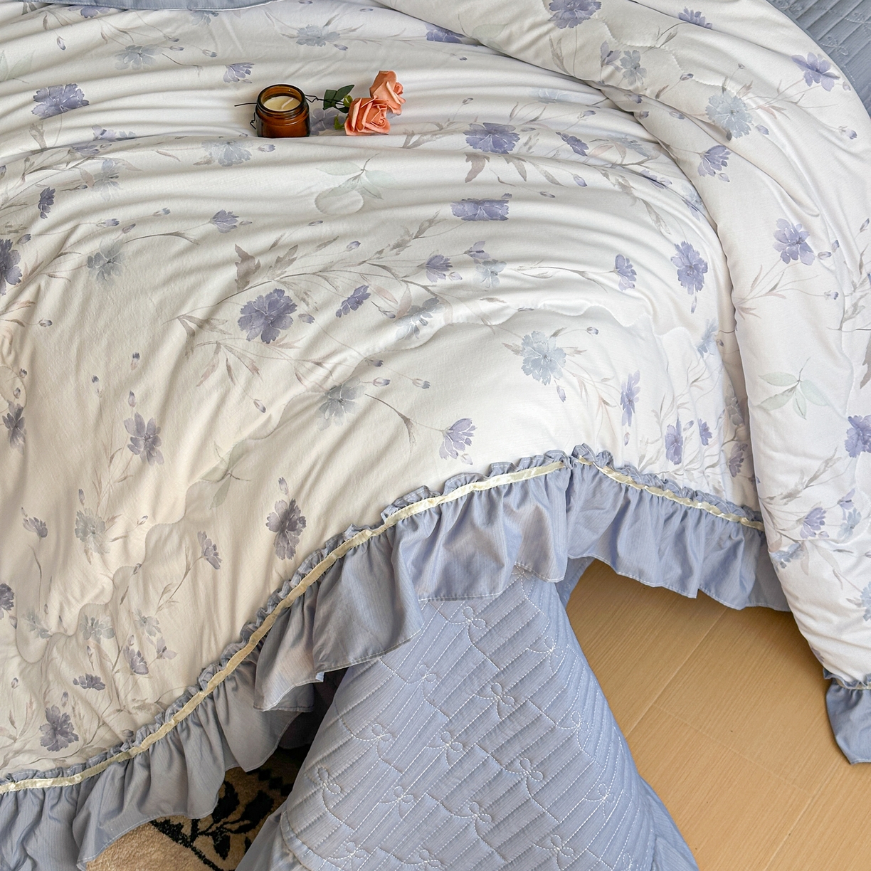 91家纺网 家纺一手货源 找家纺 星光耀 2026新款A类凉感天丝棉夏被床盖四件套 温岚