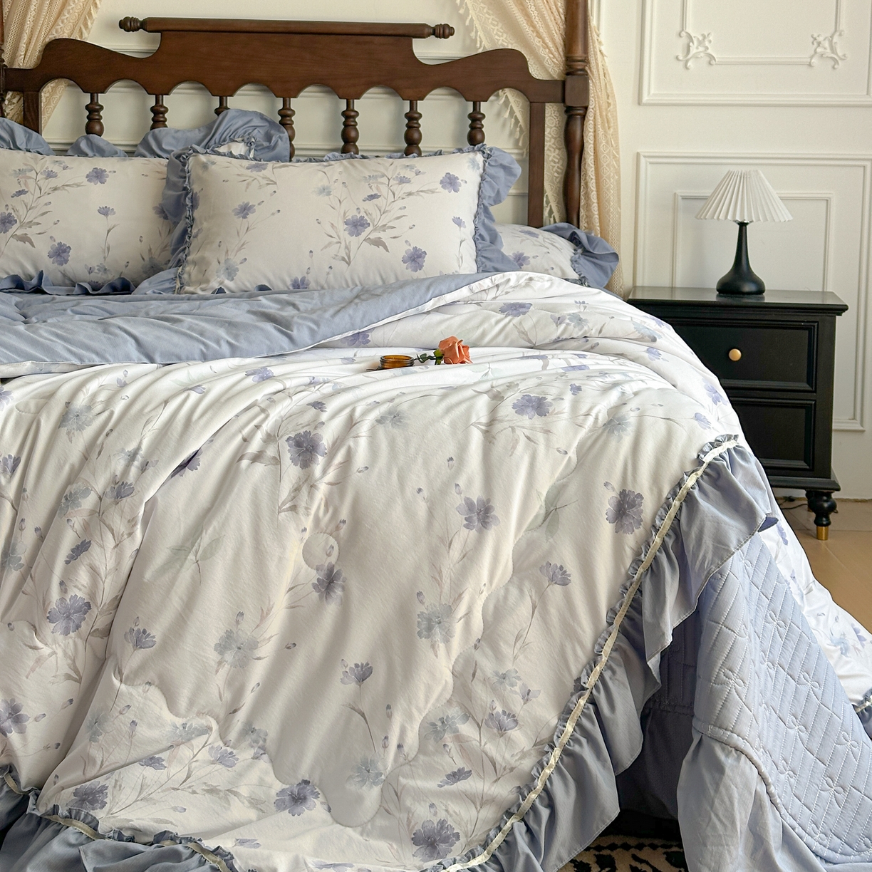 91家纺网 家纺一手货源 找家纺 星光耀 2026新款A类凉感天丝棉夏被床盖四件套 温岚