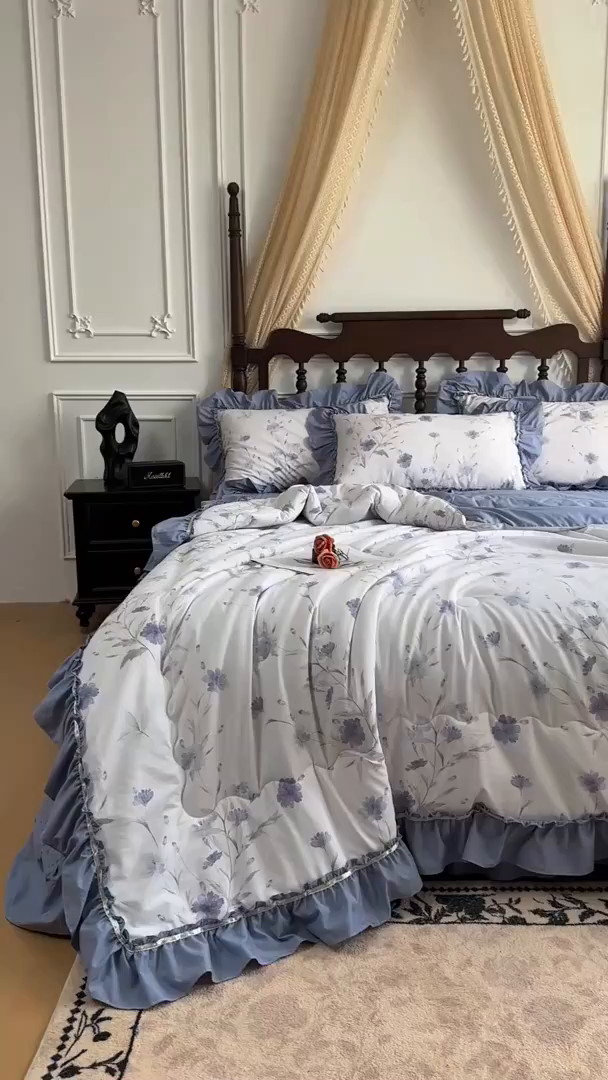 91家纺网 家纺一手货源 找家纺 星光耀 2026新款A类凉感天丝棉夏被床盖四件套 温岚