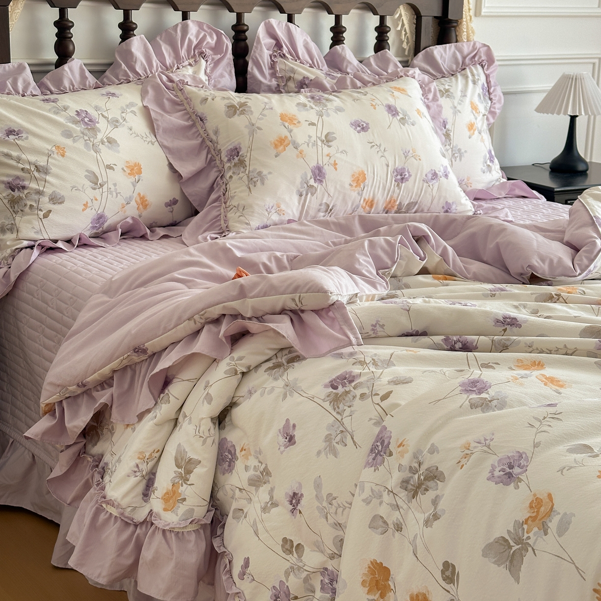 91家纺网 家纺一手货源 找家纺 星光耀 2026新款A类凉感天丝棉夏被床盖四件套 雅枝