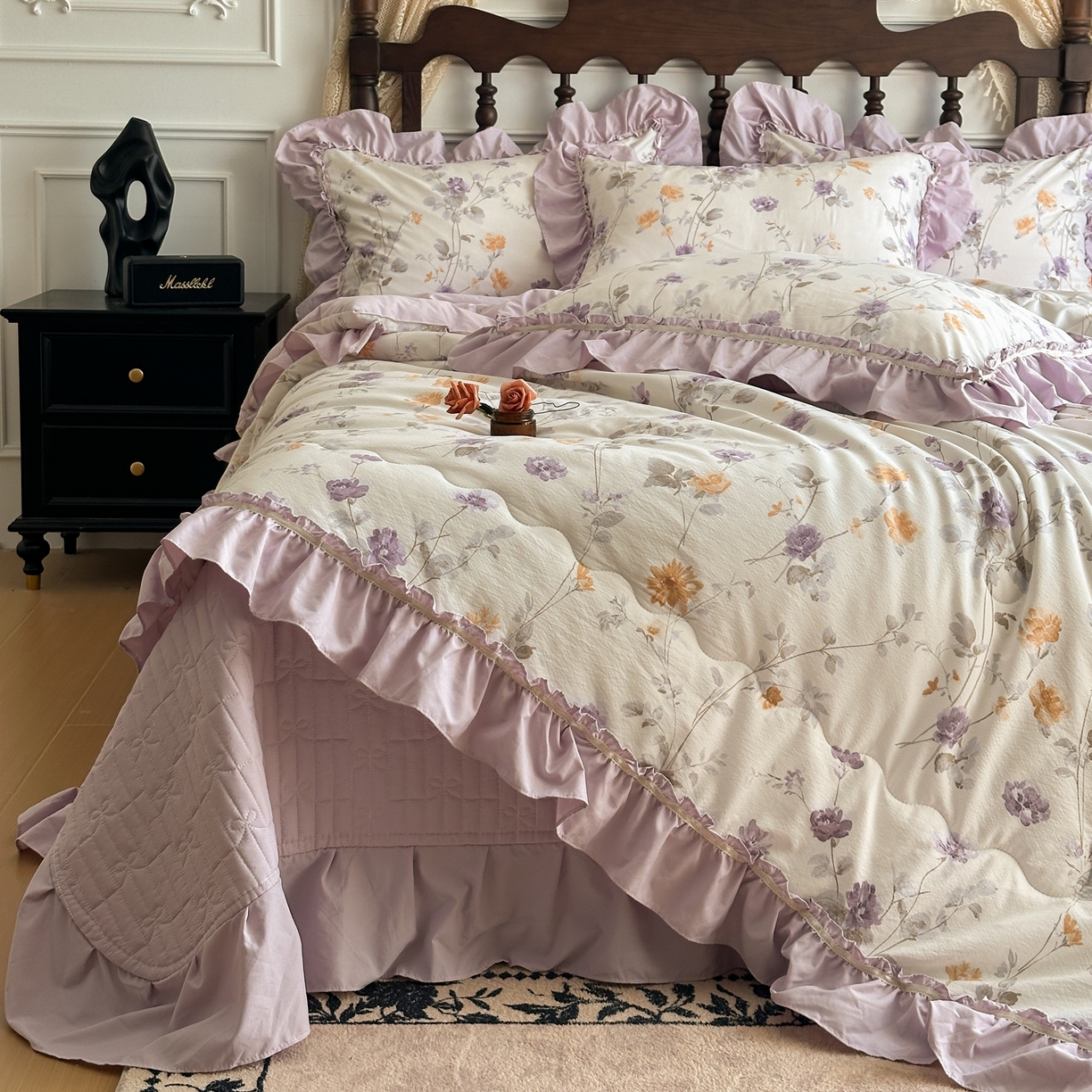 91家纺网 家纺一手货源 找家纺 星光耀 2026新款A类凉感天丝棉夏被床盖四件套 雅枝