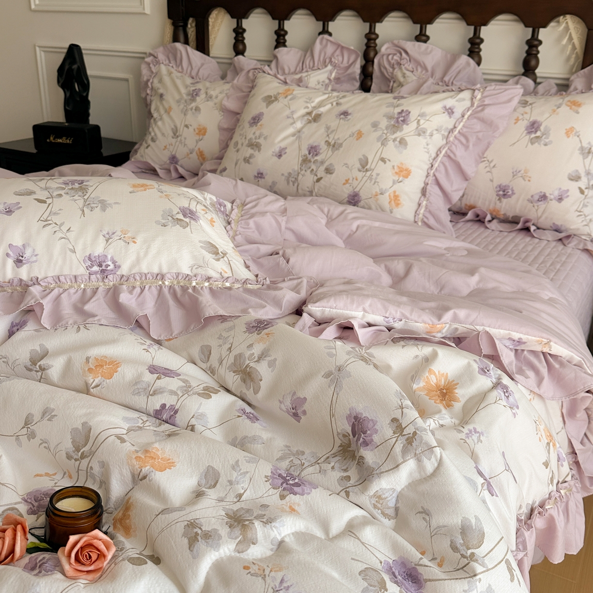 91家纺网 家纺一手货源 找家纺 星光耀 2026新款A类凉感天丝棉夏被床盖四件套 雅枝