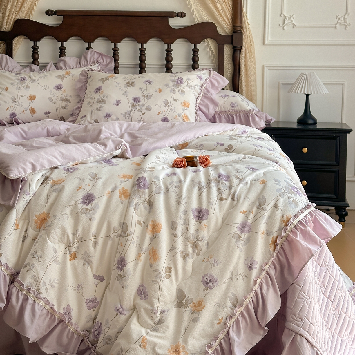 91家纺网 家纺一手货源 找家纺 星光耀 2026新款A类凉感天丝棉夏被床盖四件套 雅枝