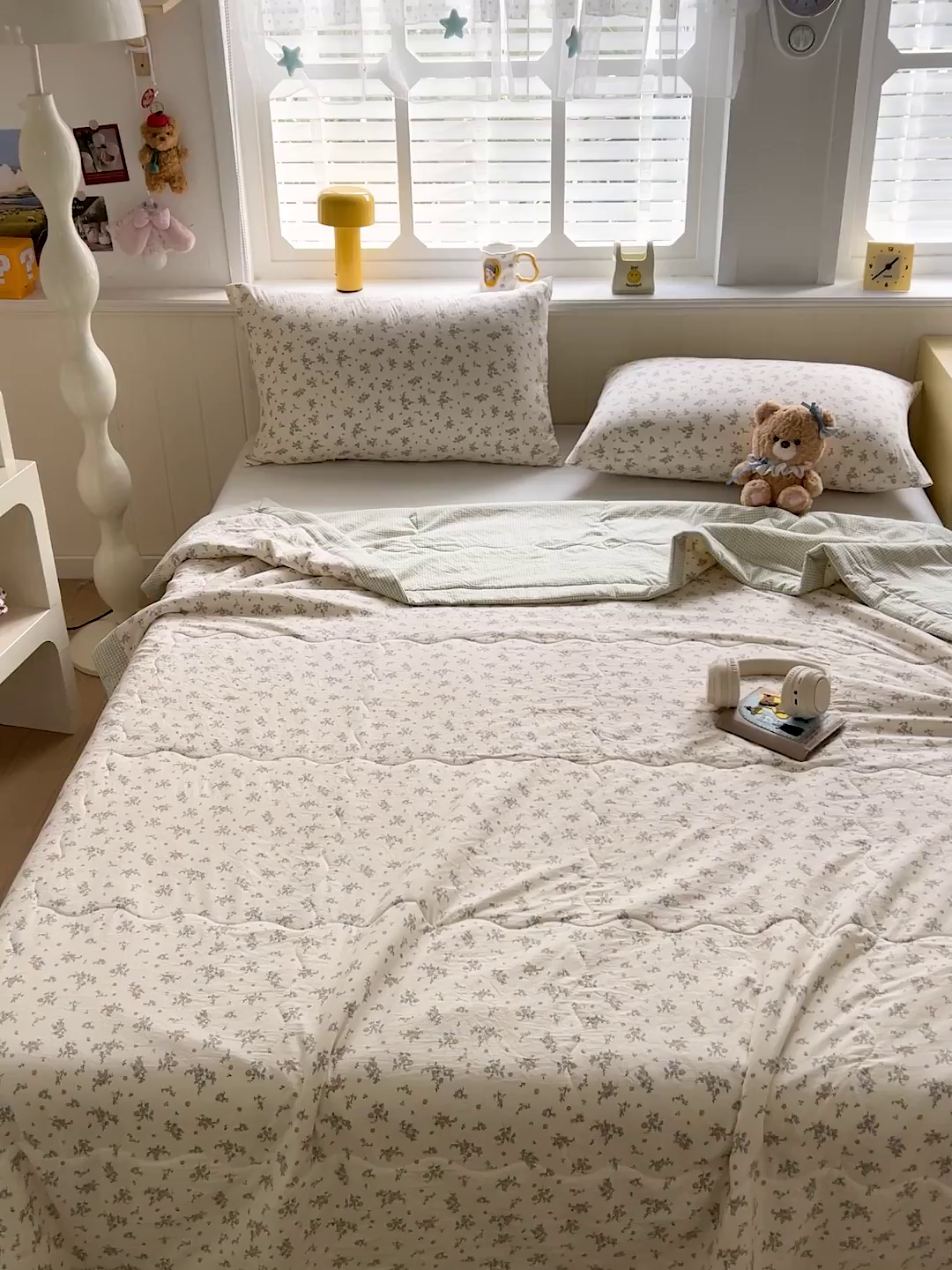 91家纺网 家纺一手货源 找家纺 欣宜家纺 2026新款A类水洗棉棉花夏被夏凉被 花影绿