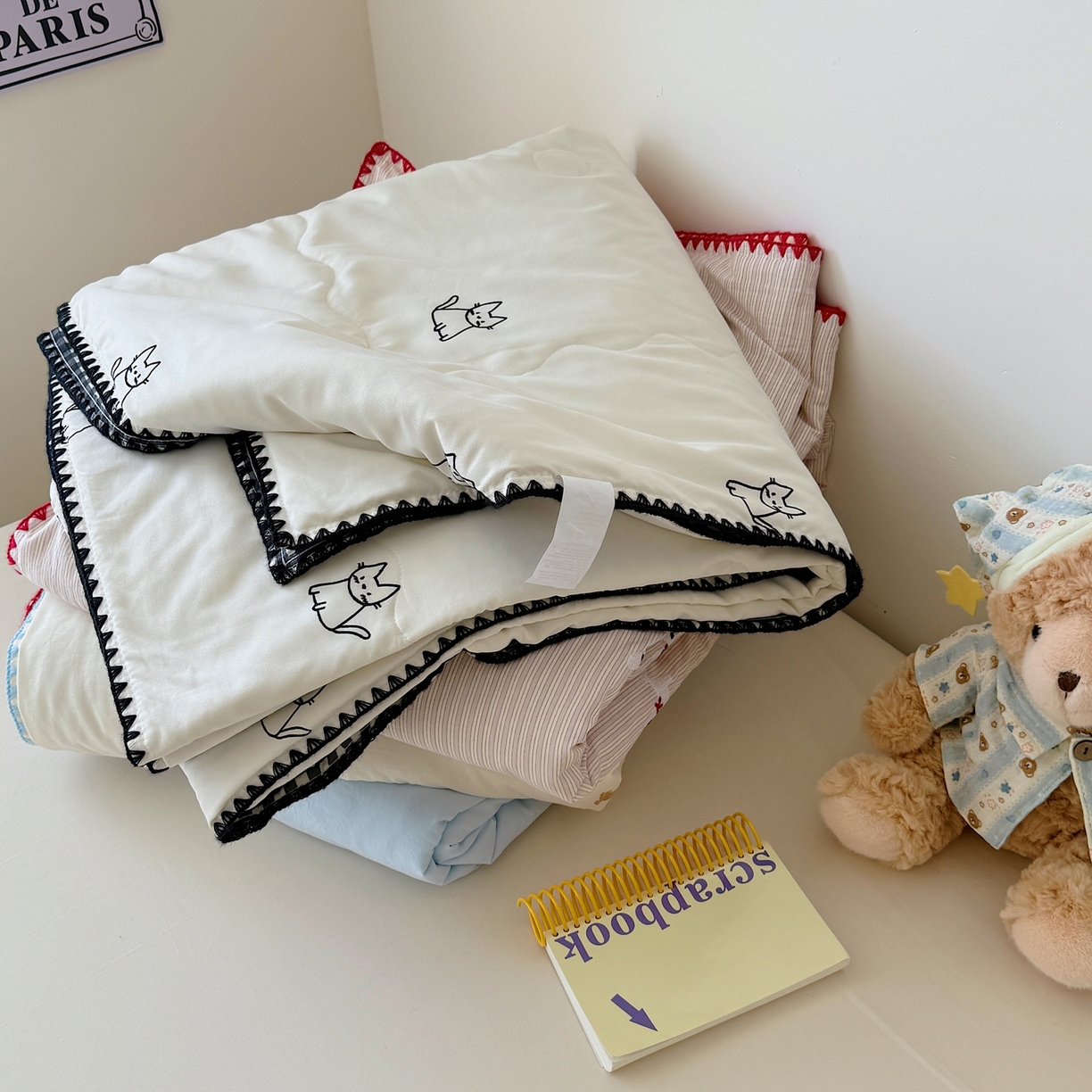 91家纺网 家纺一手货源 找家纺 （总）顾里家纺 2026新款韩风刺绣云朵棉夏被夏凉被空调被