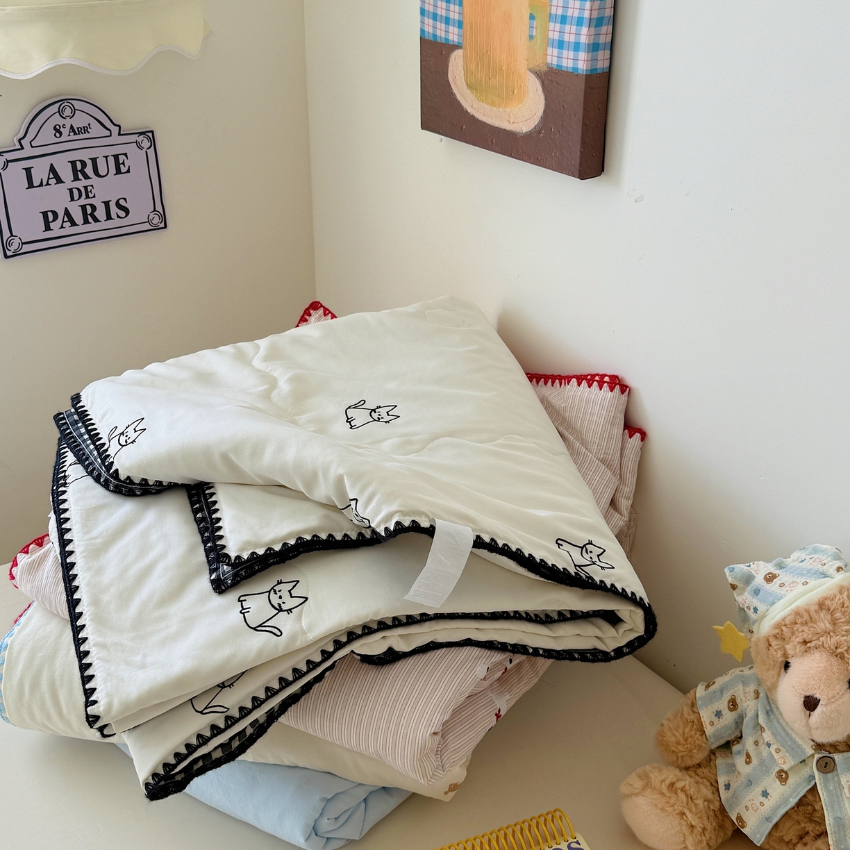 91家纺网 家纺一手货源 找家纺 （总）顾里家纺 2026新款韩风刺绣云朵棉夏被夏凉被空调被