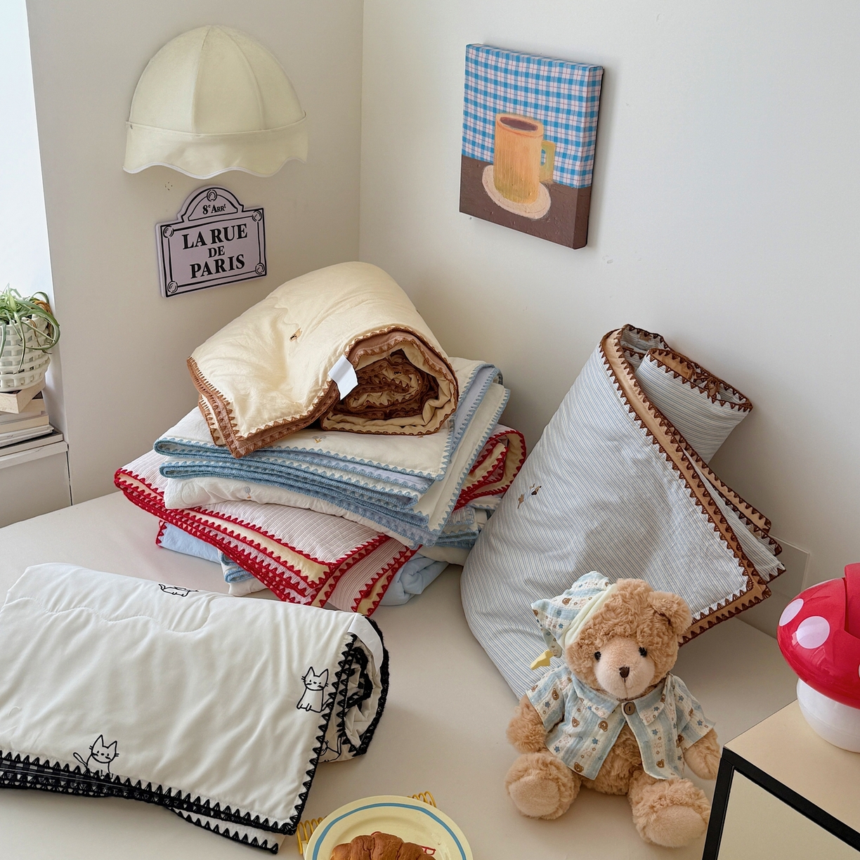 91家纺网 家纺一手货源 找家纺 （总）顾里家纺 2026新款韩风刺绣云朵棉夏被夏凉被空调被