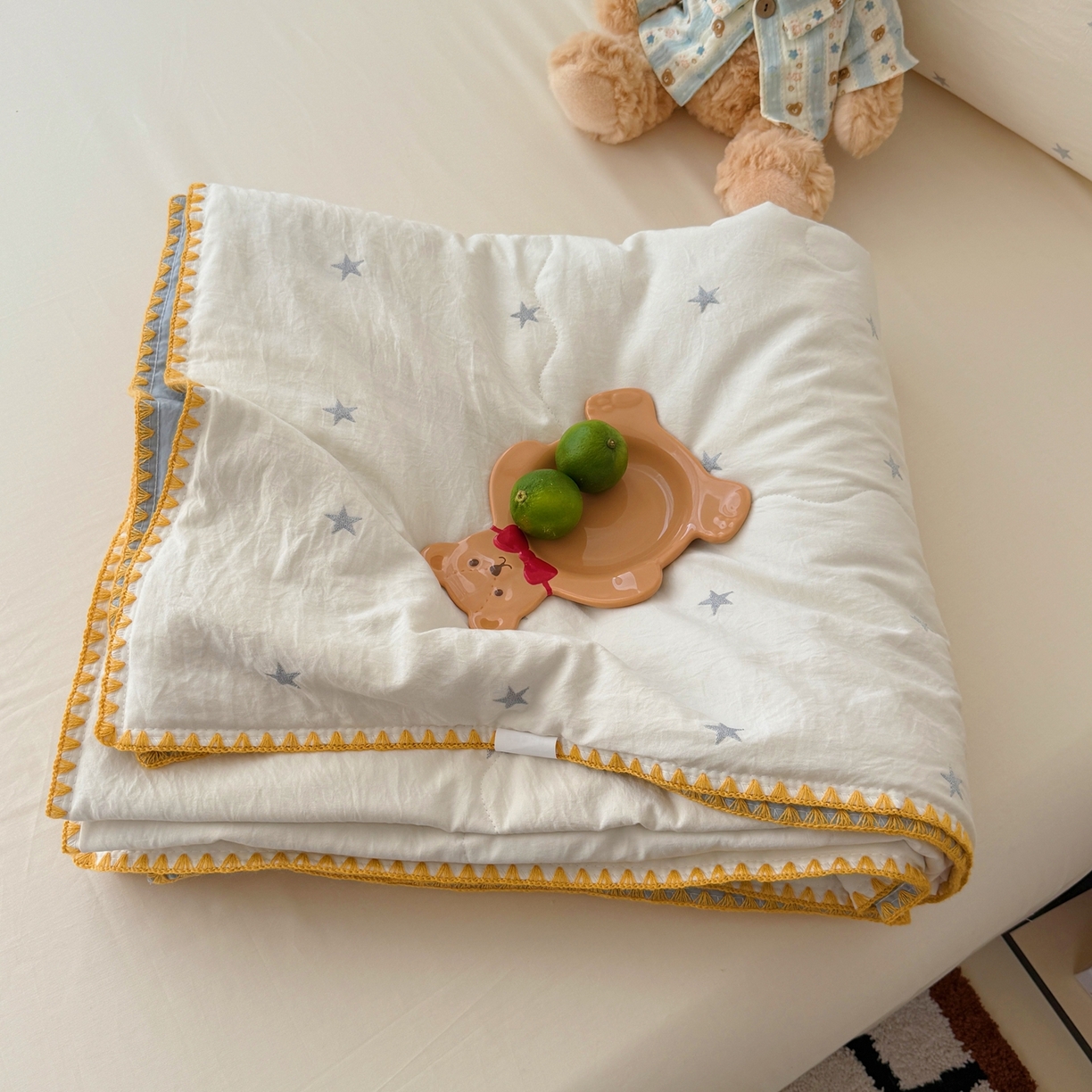 91家纺网 家纺一手货源 找家纺 顾里家纺 2026新款韩风刺绣云朵棉夏被夏凉被空调被 星岛灰