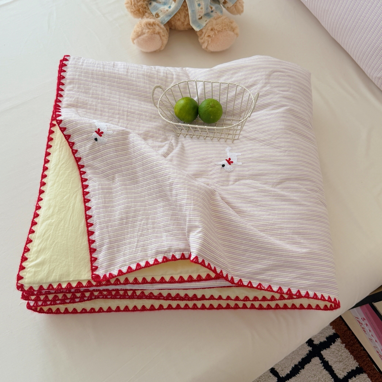 91家纺网 家纺一手货源 找家纺 顾里家纺 2026新款韩风刺绣云朵棉夏被夏凉被空调被 芝心马