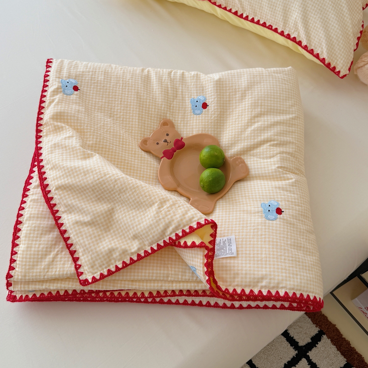 91家纺网 家纺一手货源 找家纺 顾里家纺 2026新款韩风刺绣云朵棉夏被夏凉被空调被 治愈小象