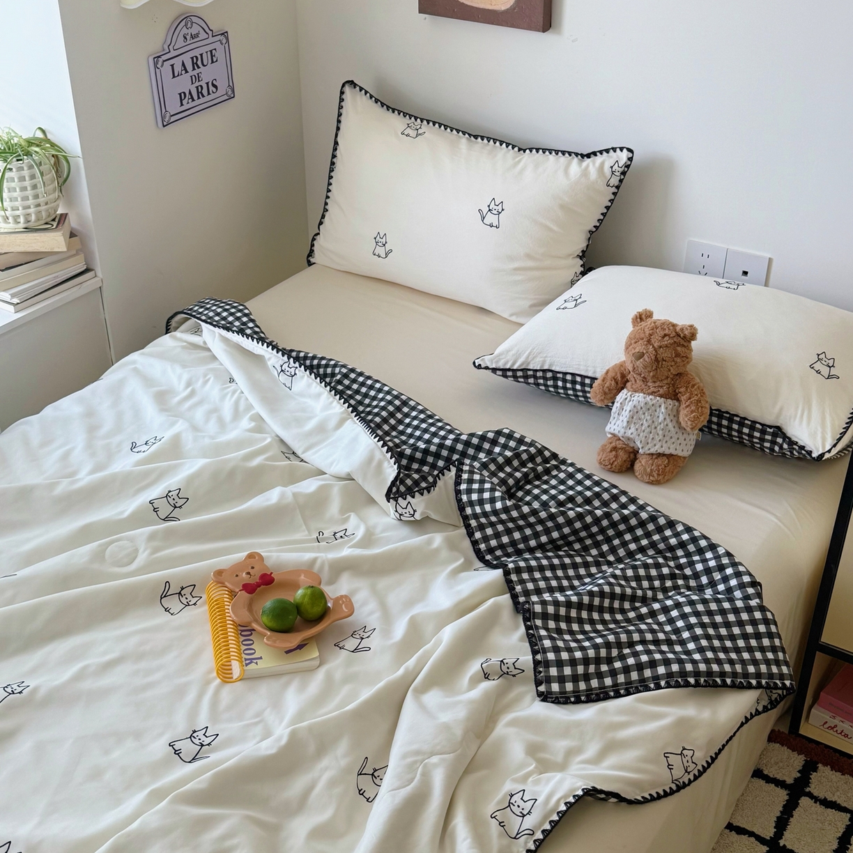 91家纺网 家纺一手货源 找家纺 顾里家纺 2026新款韩风刺绣云朵棉夏被夏凉被空调被 安睡猫