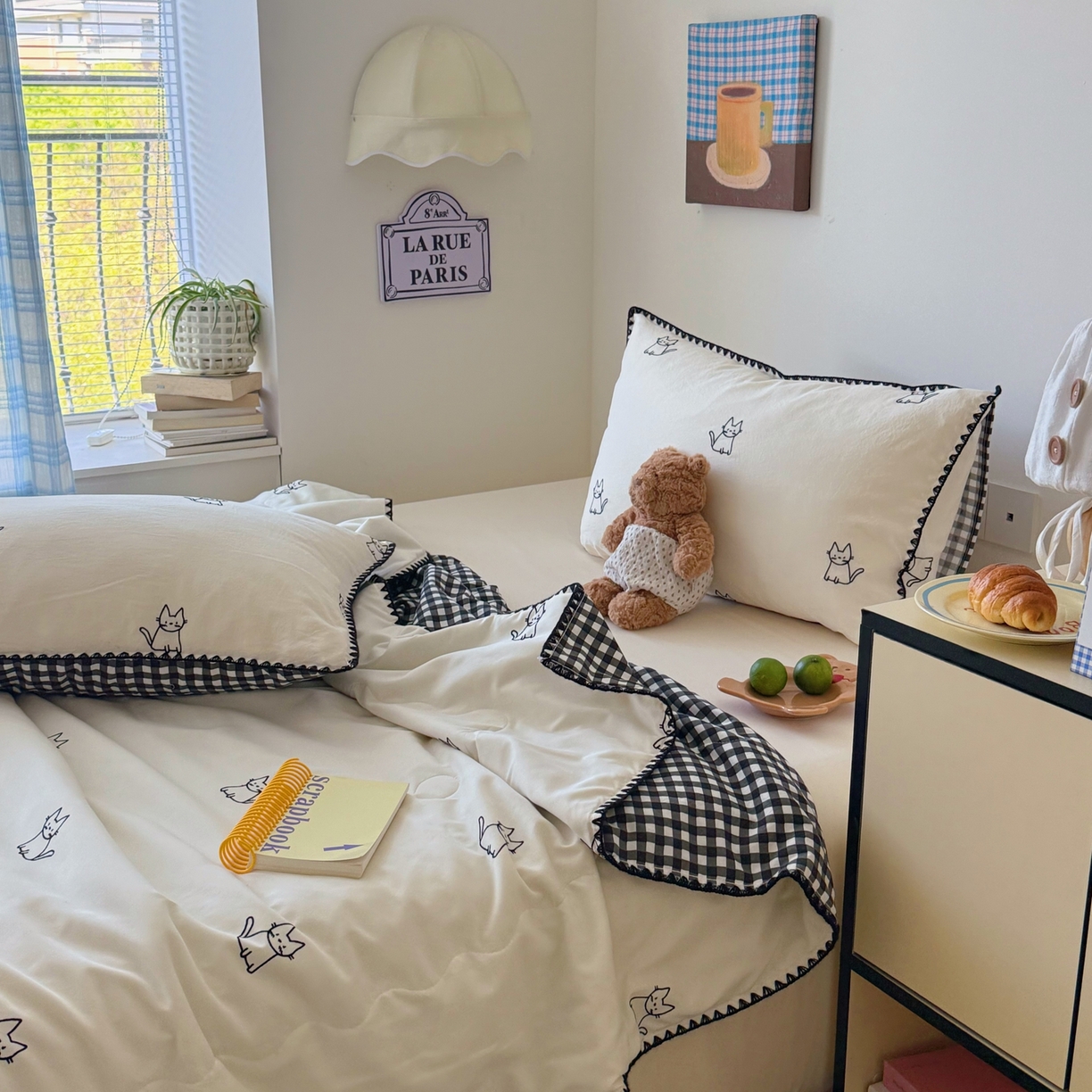 91家纺网 家纺一手货源 找家纺 顾里家纺 2026新款韩风刺绣云朵棉夏被夏凉被空调被 安睡猫