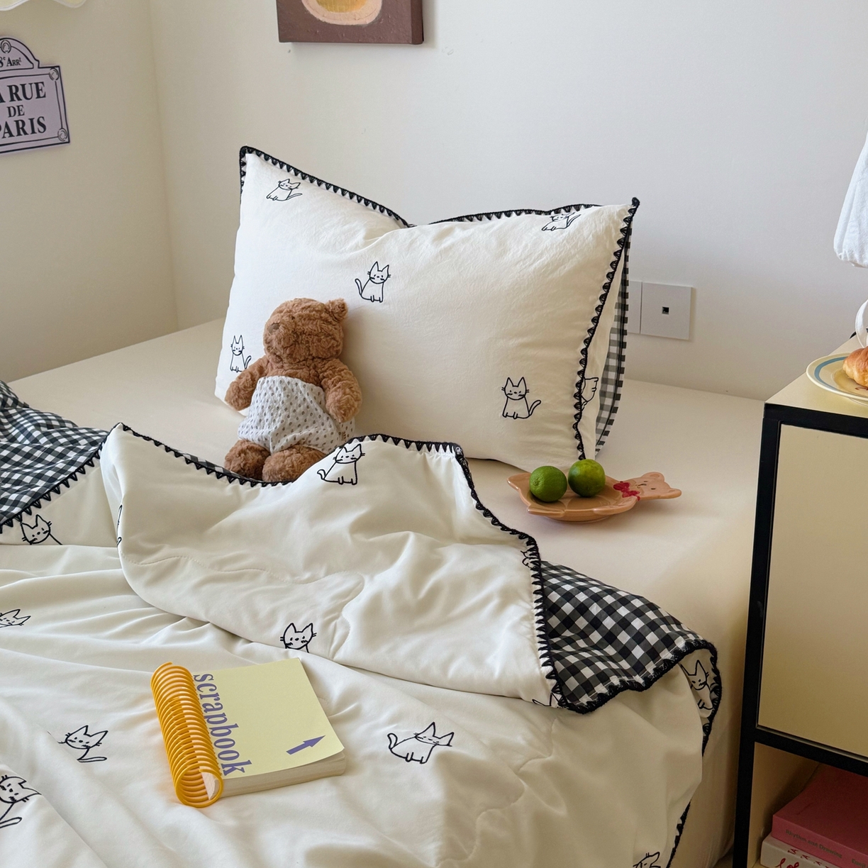 91家纺网 家纺一手货源 找家纺 顾里家纺 2026新款韩风刺绣云朵棉夏被夏凉被空调被 安睡猫