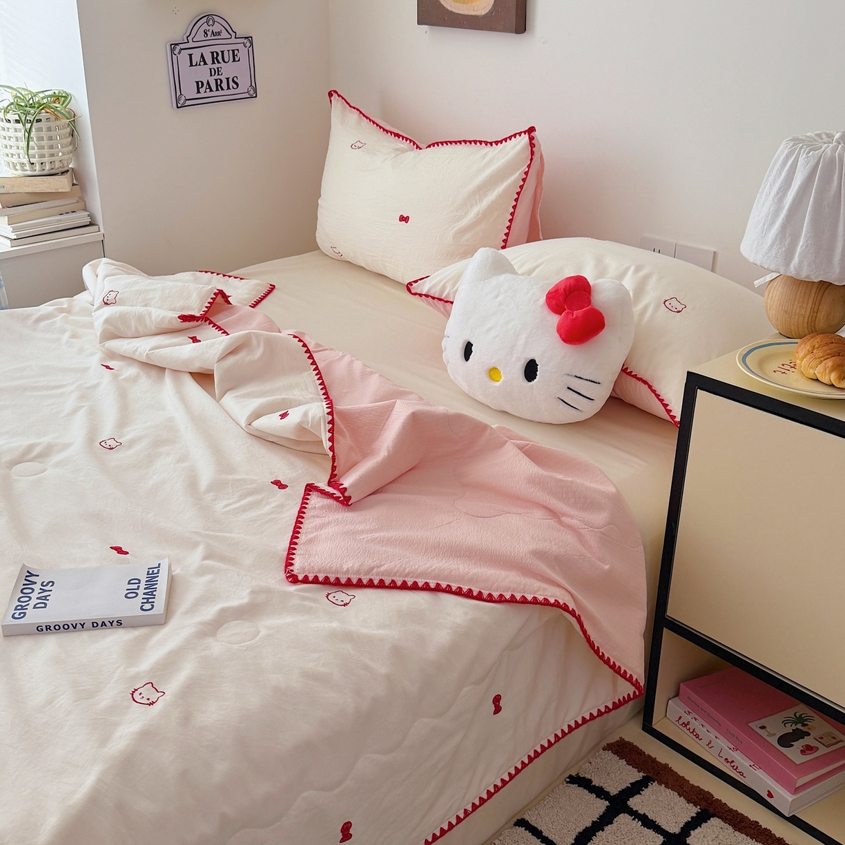 91家纺网 家纺一手货源 找家纺 顾里家纺 2026新款韩风刺绣云朵棉夏被夏凉被空调被 贝拉猫咪