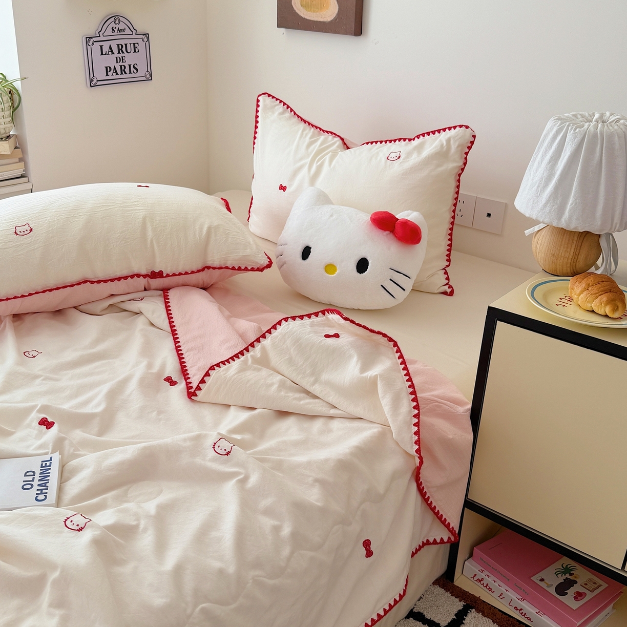 91家纺网 家纺一手货源 找家纺 顾里家纺 2026新款韩风刺绣云朵棉夏被夏凉被空调被 贝拉猫咪