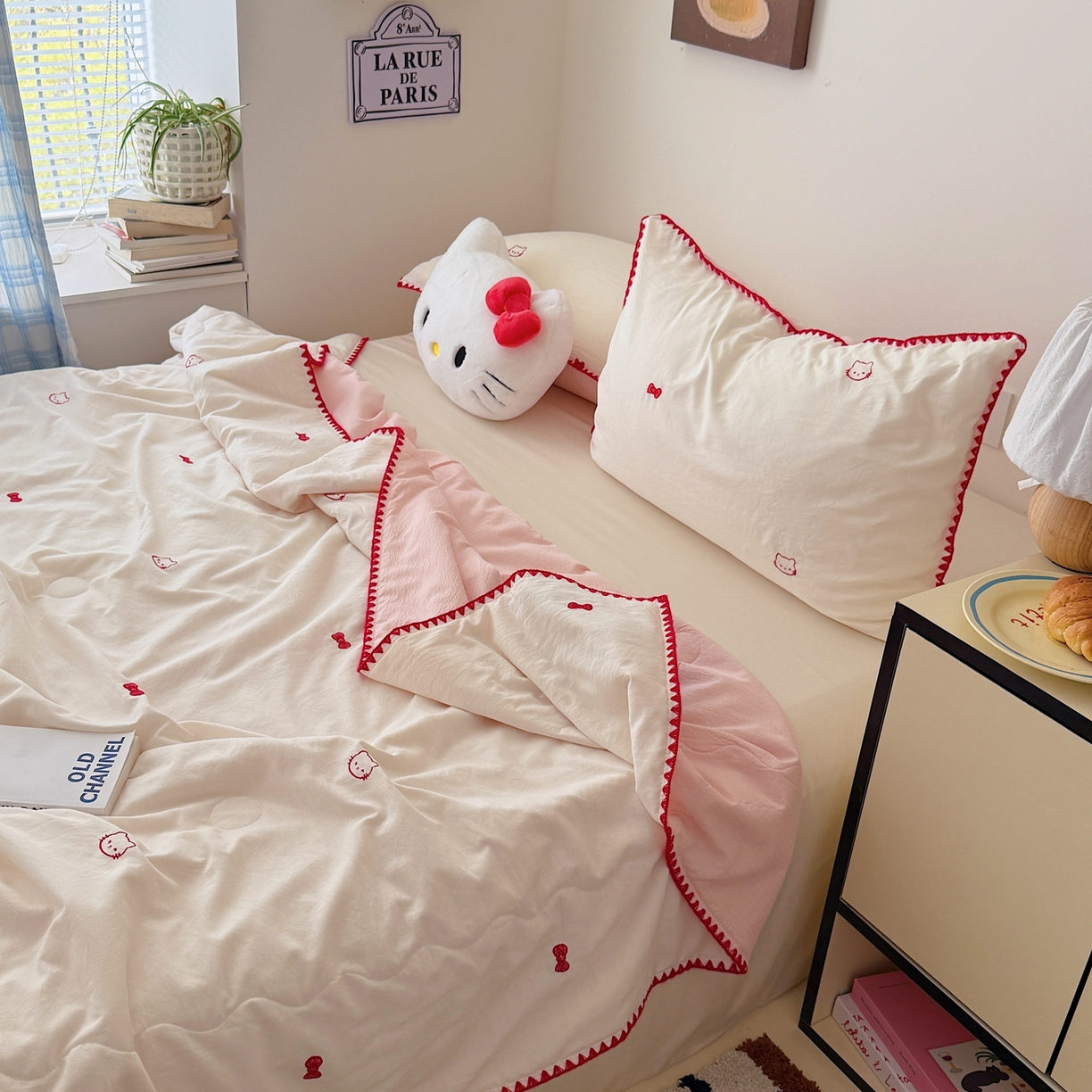 91家纺网 家纺一手货源 找家纺 顾里家纺 2026新款韩风刺绣云朵棉夏被夏凉被空调被 贝拉猫咪