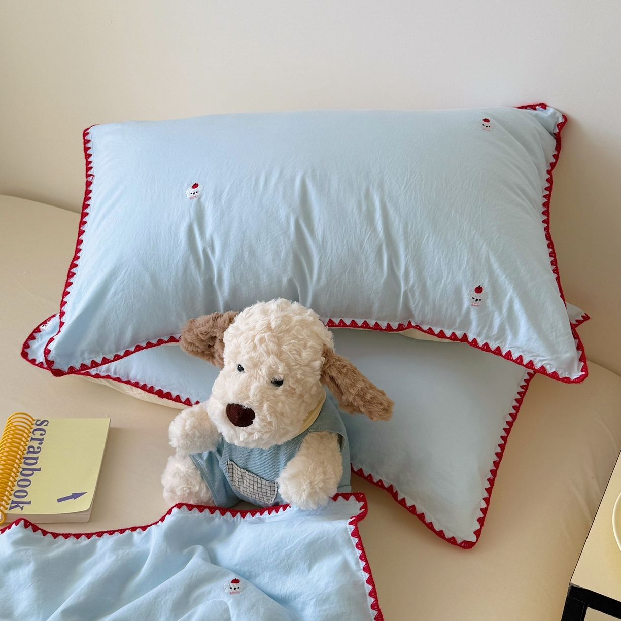 91家纺网 家纺一手货源 找家纺 顾里家纺 2026新款韩风刺绣云朵棉夏被夏凉被空调被 泡泡狗