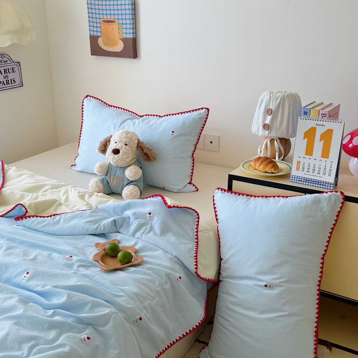 91家纺网 家纺一手货源 找家纺 顾里家纺 2026新款韩风刺绣云朵棉夏被夏凉被空调被 泡泡狗