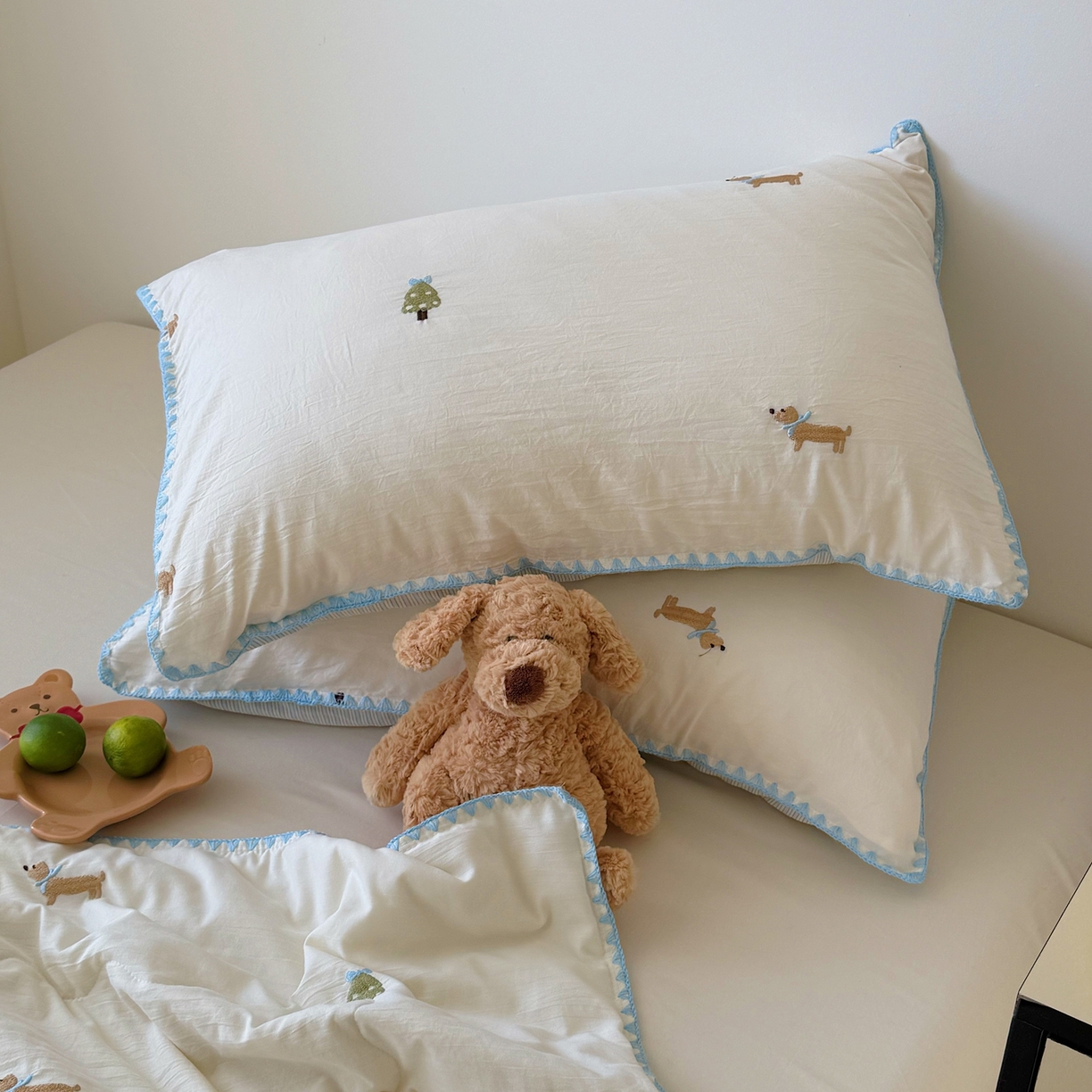 91家纺网 家纺一手货源 找家纺 顾里家纺 2026新款韩风刺绣云朵棉夏被夏凉被空调被 圣诞狗狗