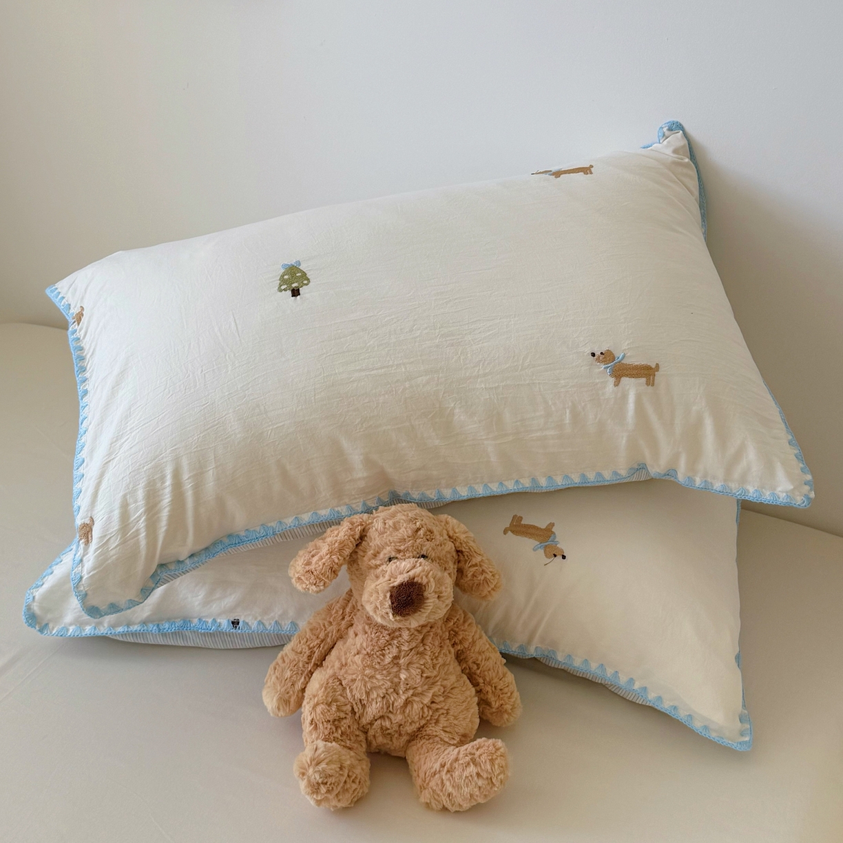 91家纺网 家纺一手货源 找家纺 顾里家纺 2026新款韩风刺绣云朵棉夏被夏凉被空调被 圣诞狗狗