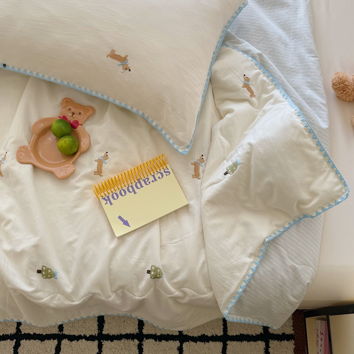 91家纺网 家纺一手货源 找家纺 顾里家纺 2026新款韩风刺绣云朵棉夏被夏凉被空调被 圣诞狗狗