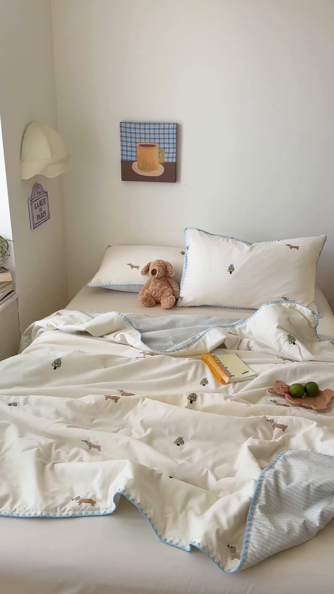 91家纺网 家纺一手货源 找家纺 顾里家纺 2026新款韩风刺绣云朵棉夏被夏凉被空调被 圣诞狗狗